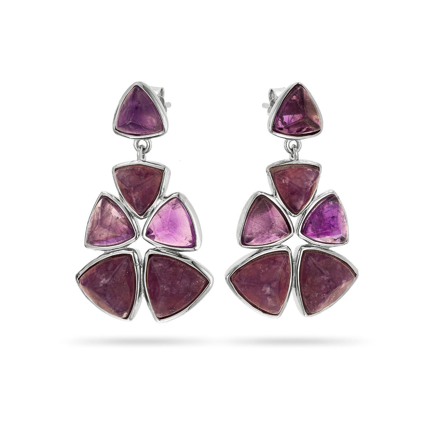 Σκουλαρίκια Iris από επιροδιωμένο ασήμι 925° με αμέθυστο και λεπιδολίτη Εικόνα 1