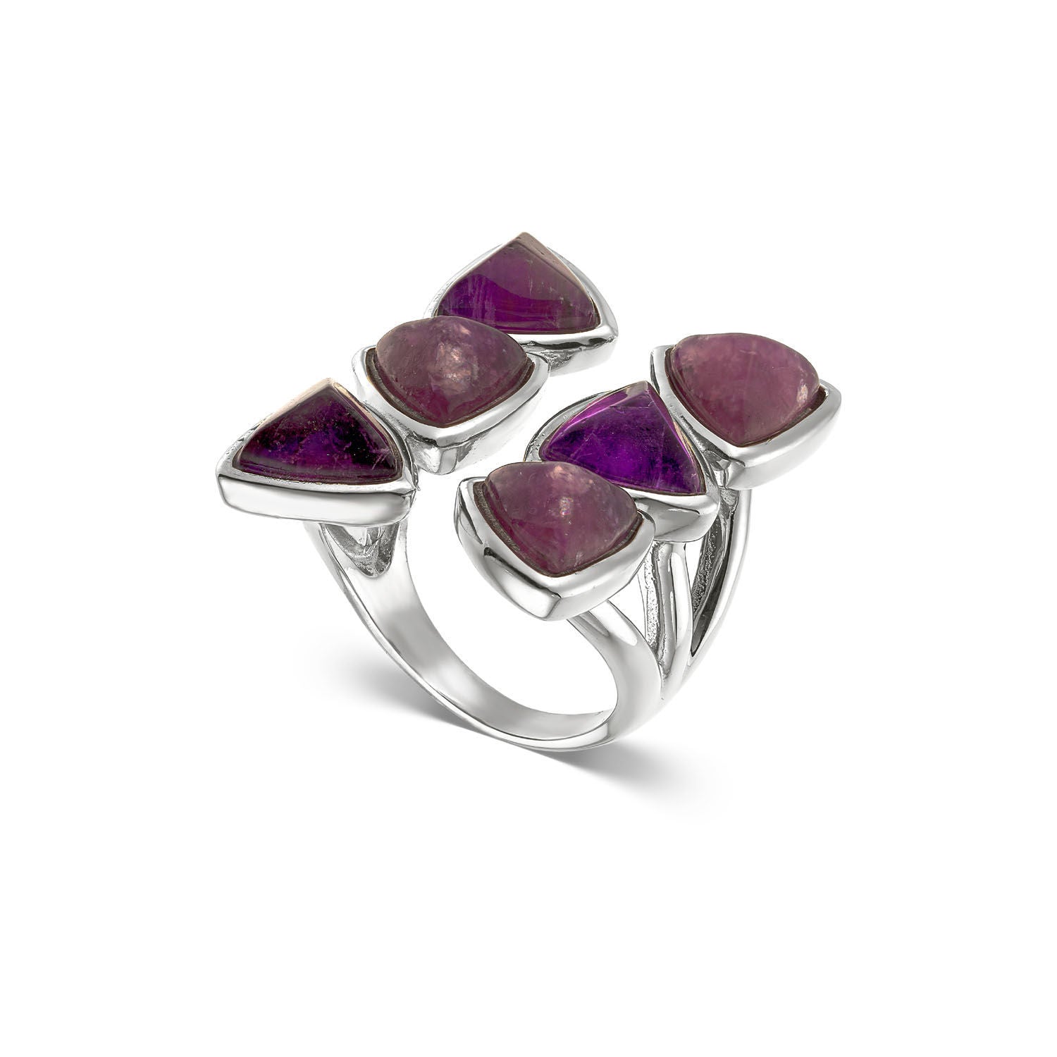 Δαχτυλίδι Iris από επιροδιωμένο ασήμι 925° με αμέθυστο και λεπιδολίτη Εικόνα 1