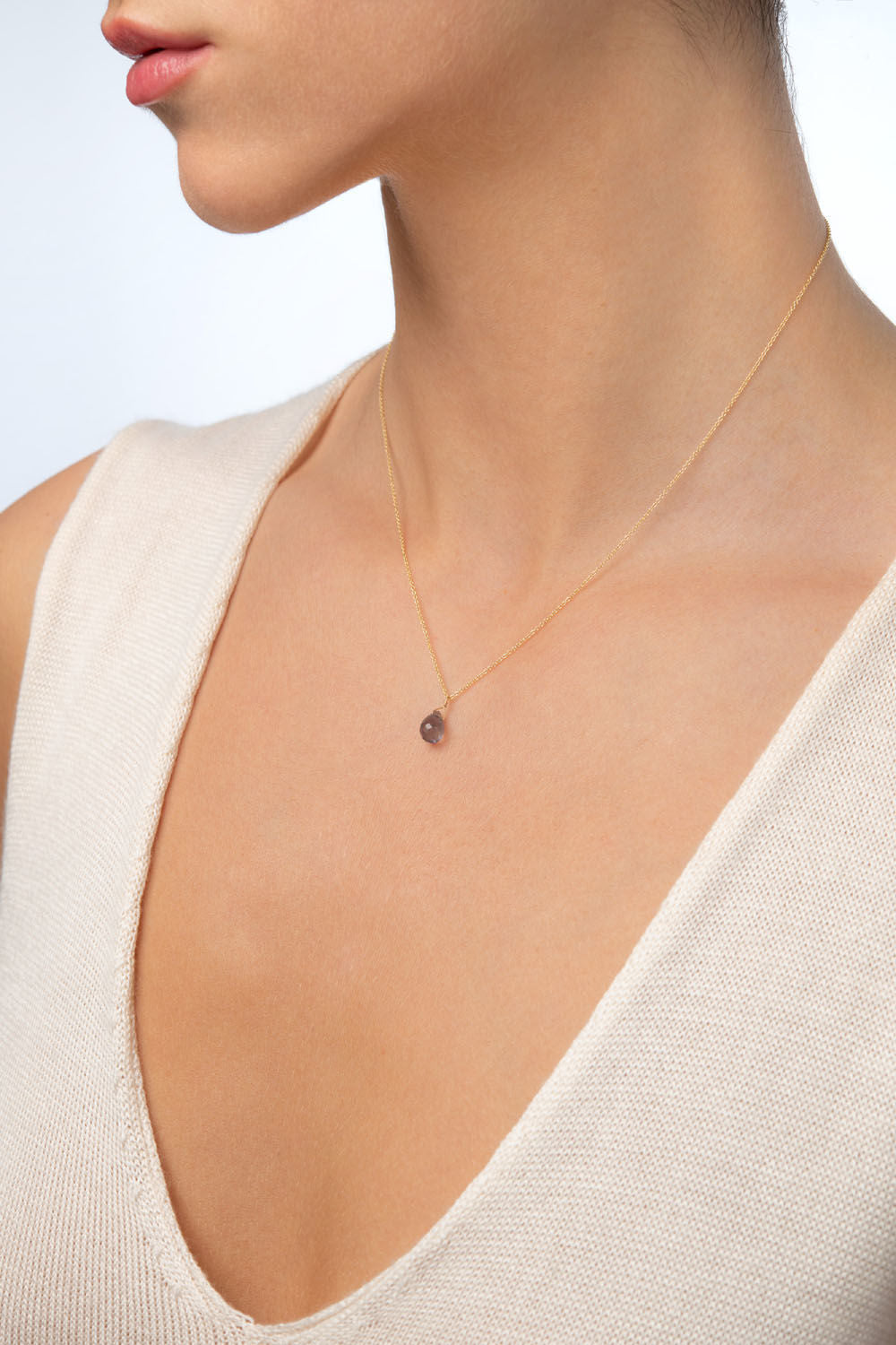 Μενταγιόν Mini Drops από χρυσό 18Κ με αμέθυστο Εικόνα 2