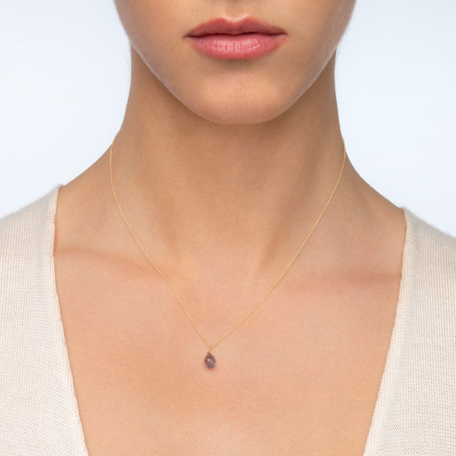 Μενταγιόν Mini Drops από χρυσό 18Κ με αμέθυστο Εικόνα 3