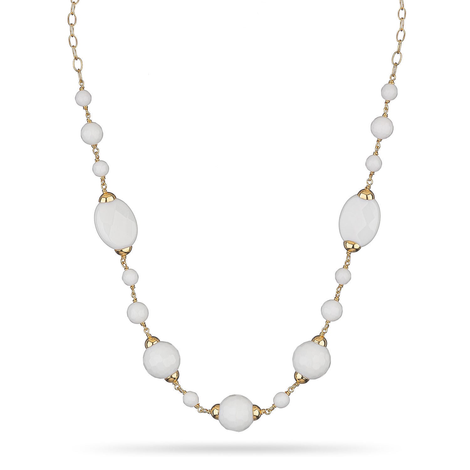 Κολιέ Swing από επιχρυσωμένο ασήμι 925° με λευκό αχάτη Εικόνα 1