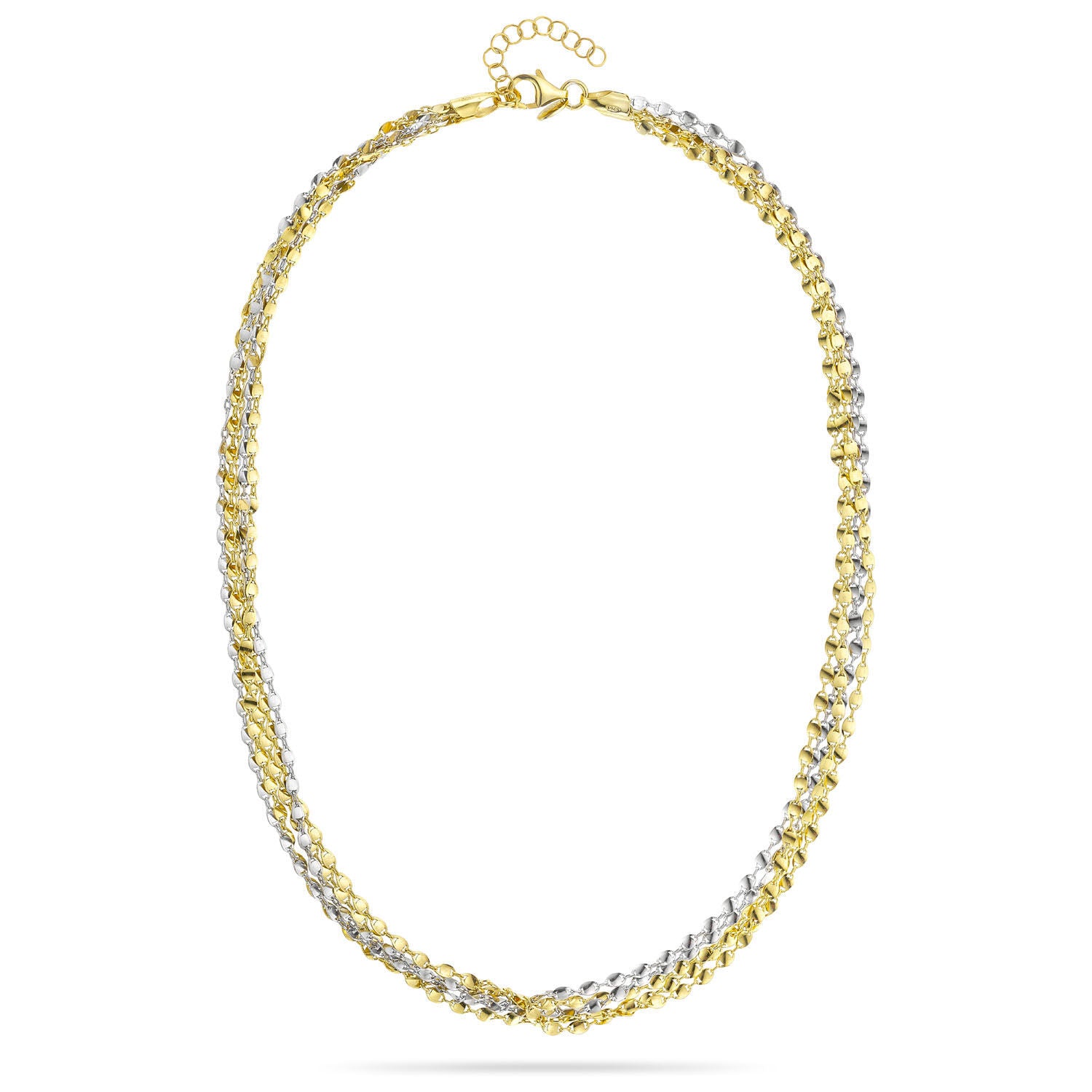 Κολιέ Skin από επιχρυσωμένο και επιροδιωμένο ασήμι 925° Εικόνα 3