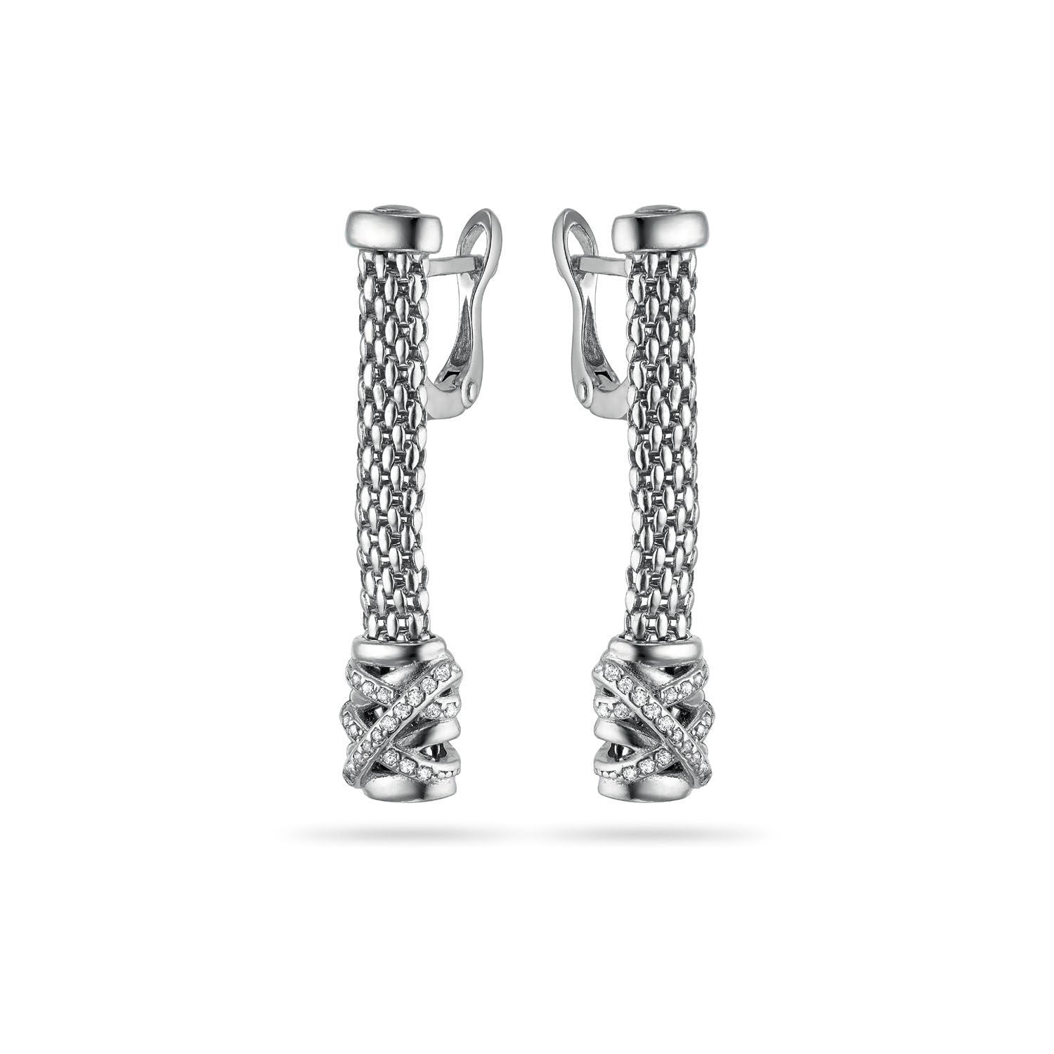 Σκουλαρίκια Skin από επιροδιωμένο ασήμι 925° με ζιργκόν Εικόνα 1