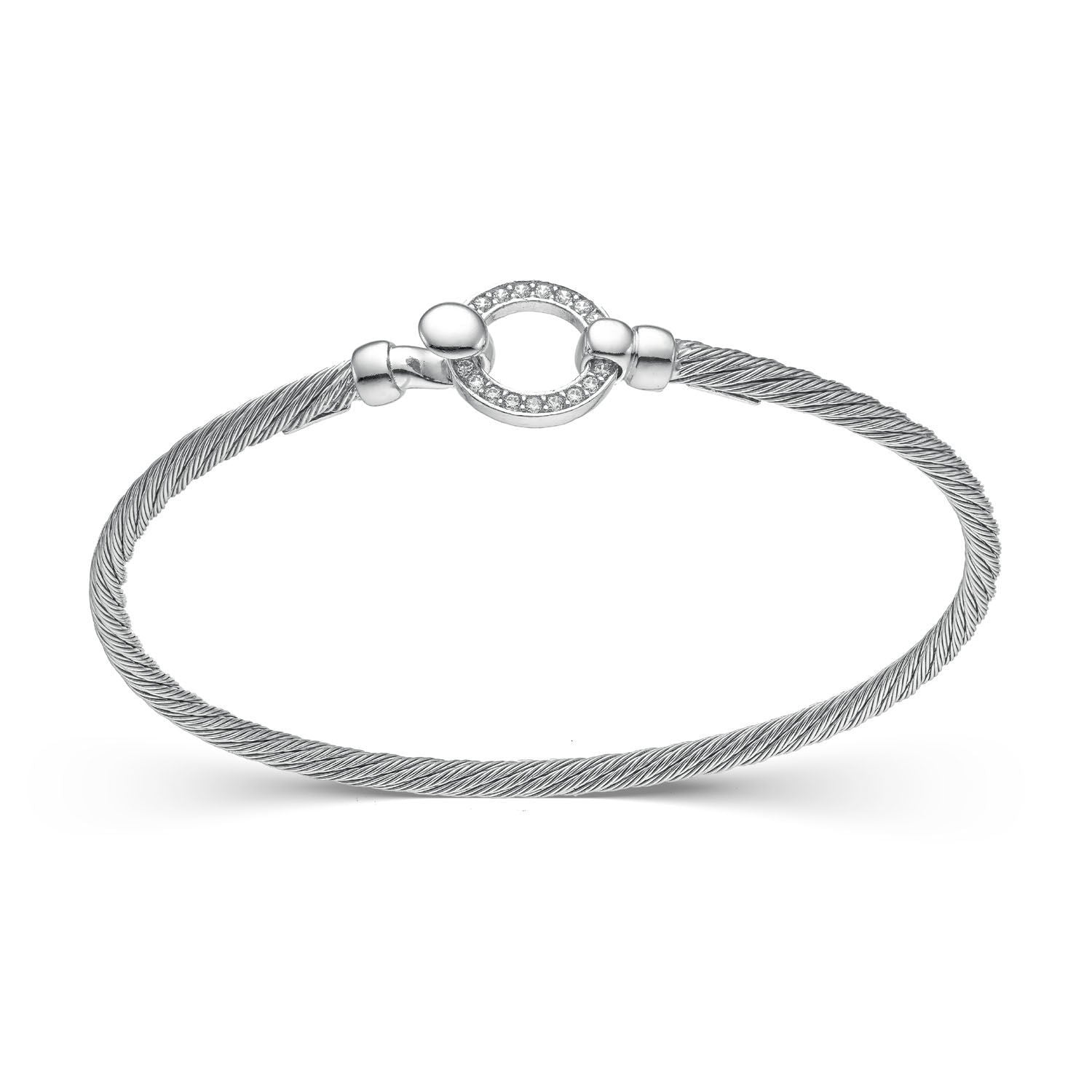Βραχιόλι Skin σταθερό από επιροδιωμένο ασήμι 925° με ζιργκόν Εικόνα 1