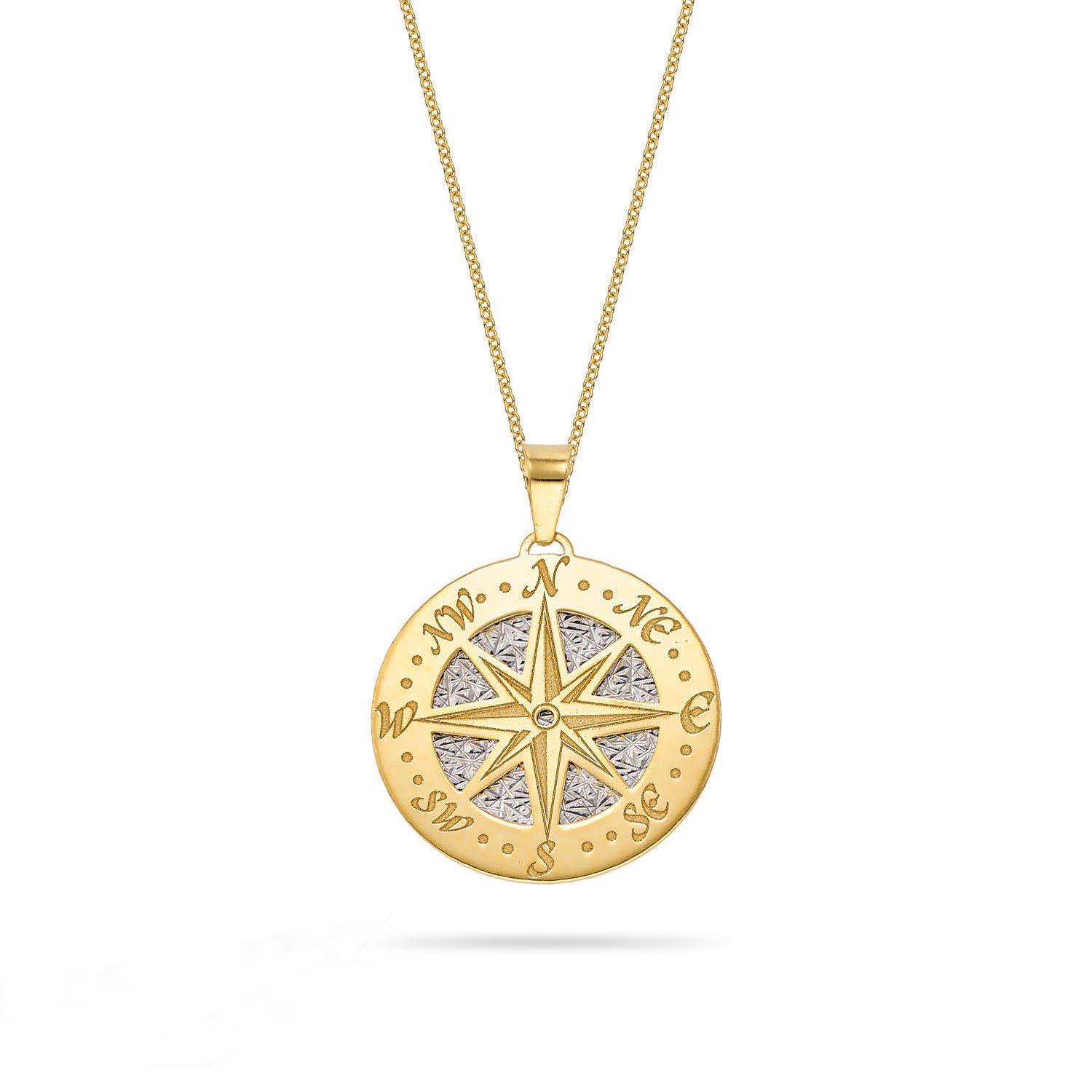 Μενταγιόν Πυξίδα Arabesque από χρυσό και λευκό χρυσό 18K Εικόνα 1