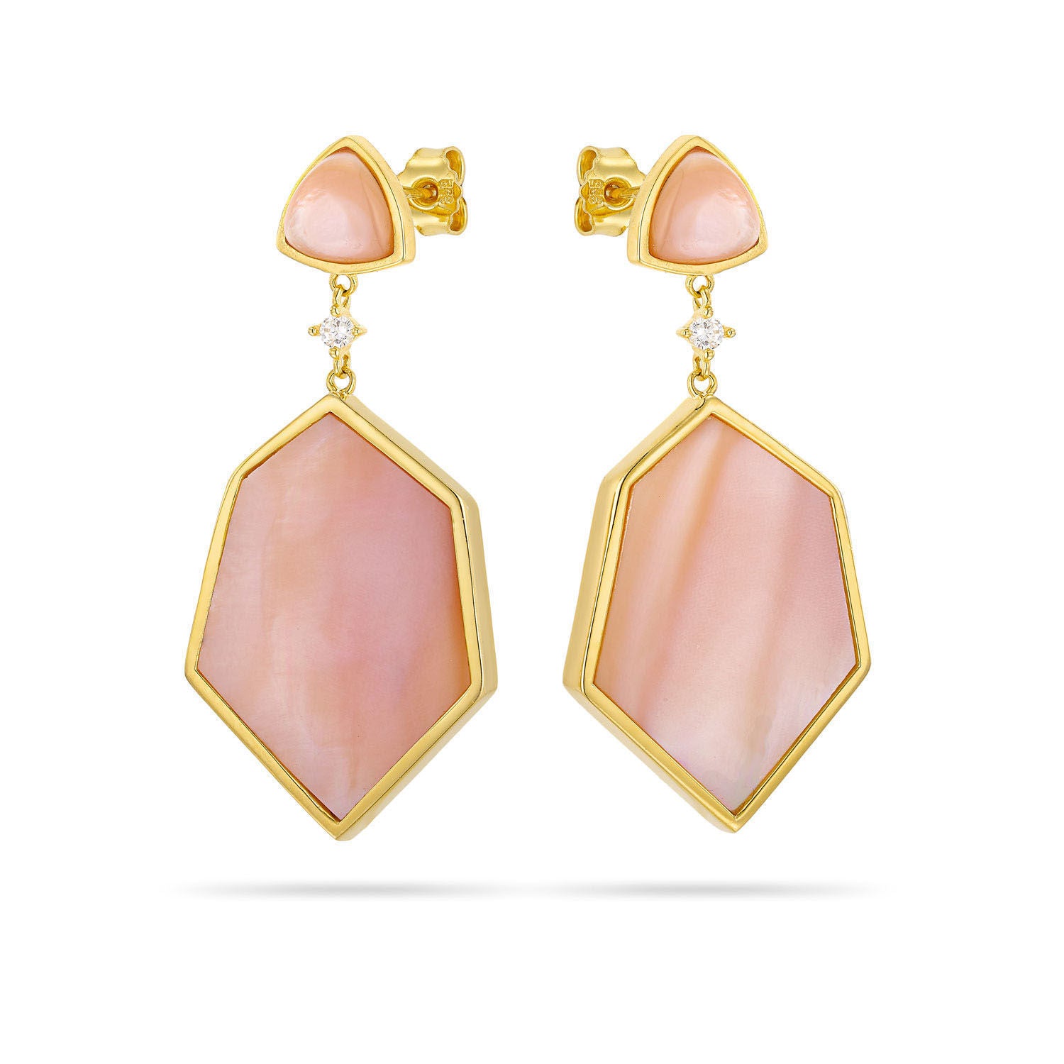 Σκουλαρίκια Iris από επιχρυσωμένο ασήμι 925° με φίλντισι και ζιργκόν Εικόνα 1