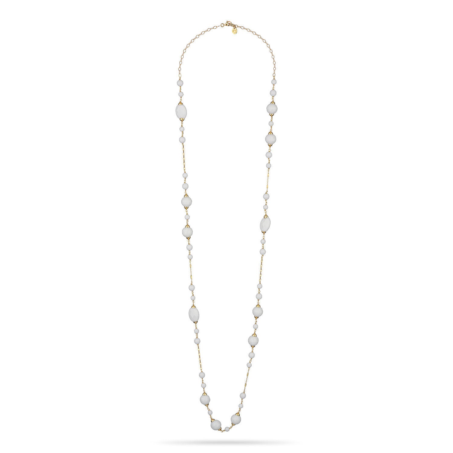 Κολιέ Swing από επιχρυσωμένο ασήμι 925° με λευκό αχάτη Εικόνα 3