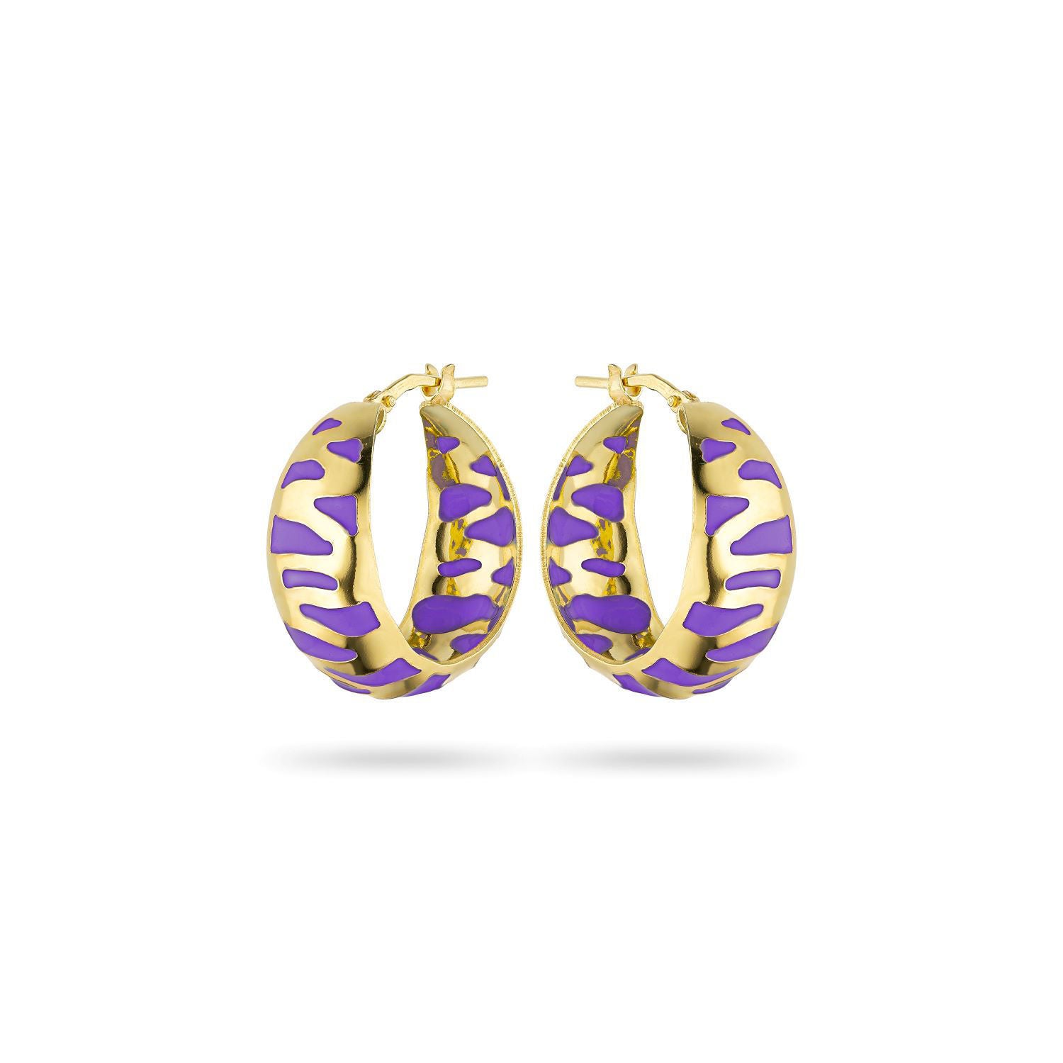 Σκουλαρίκια κρίκοι Pop 23 από επιχρυσωμένο ασήμι 925° με μωβ σμάλτο Εικόνα 1