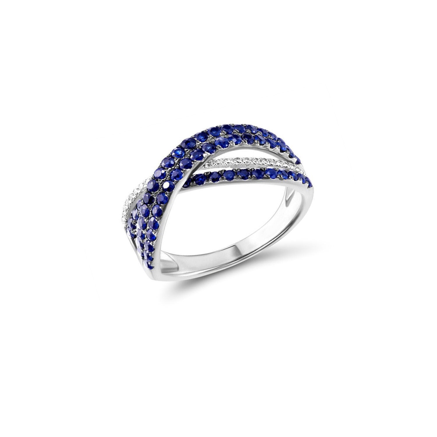 Δαχτυλίδι Gems από λευκό χρυσό 18K με ζαφείρια και διαμάντια μπριγιάν Εικόνα 1