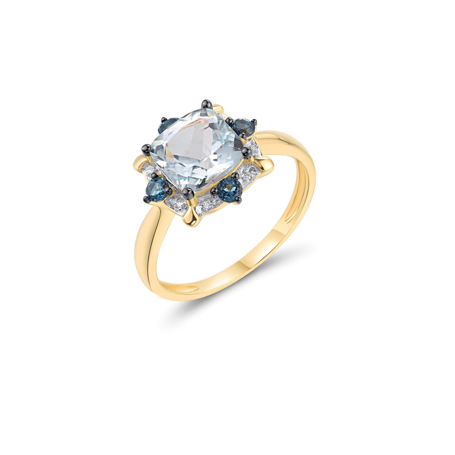 Δαχτυλίδι Secret Garden από χρυσό 18K με μπλε τοπάζι, London blue topaz και διαμάντια μπριγιάν Εικόνα 1