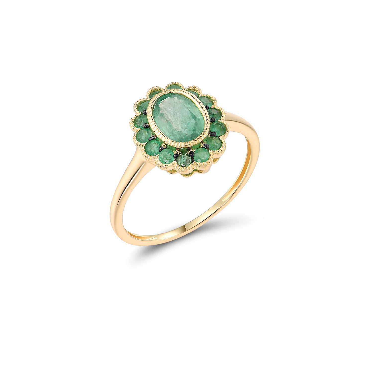 Δαχτυλίδι Secret Garden από χρυσό 18K με σμαράγδι Εικόνα 1