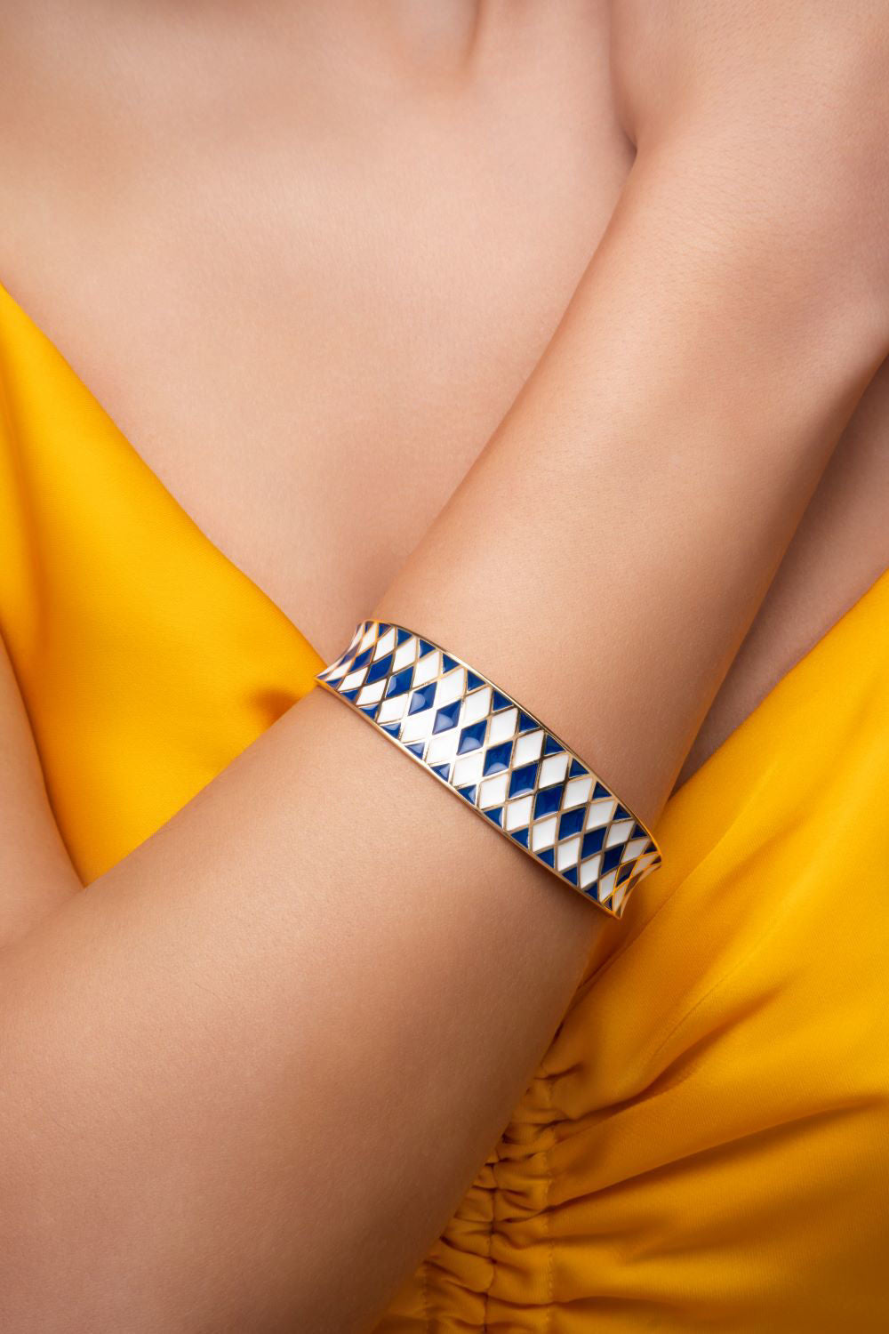Βραχιόλι Pop 23 από επιχρυσωμένο ασήμι 925° με λευκό και μπλε σμάλτο Εικόνα 2