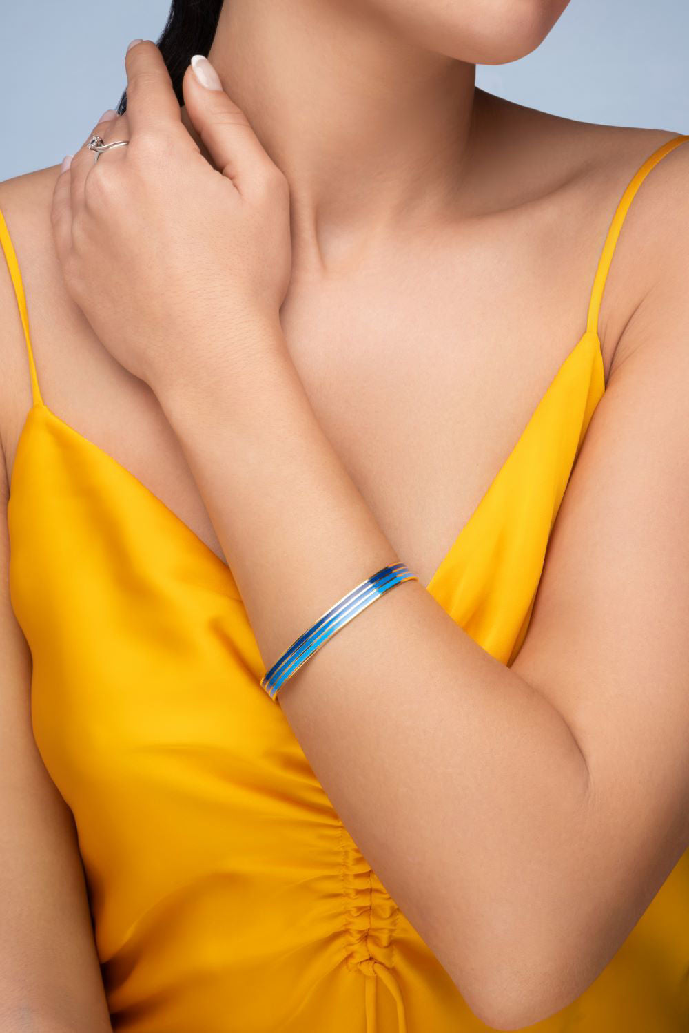 Βραχιόλι Pop 23 από επιχρυσωμένο ασήμι 925° με μπλε, navy blue και γαλάζιο σμάλτο Εικόνα 3