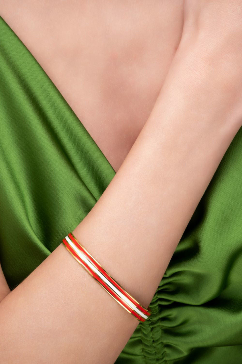 Βραχιόλι Pop 23 από επιχρυσωμένο ασήμι 925° με λευκό και κόκκινο σμάλτο Εικόνα 2