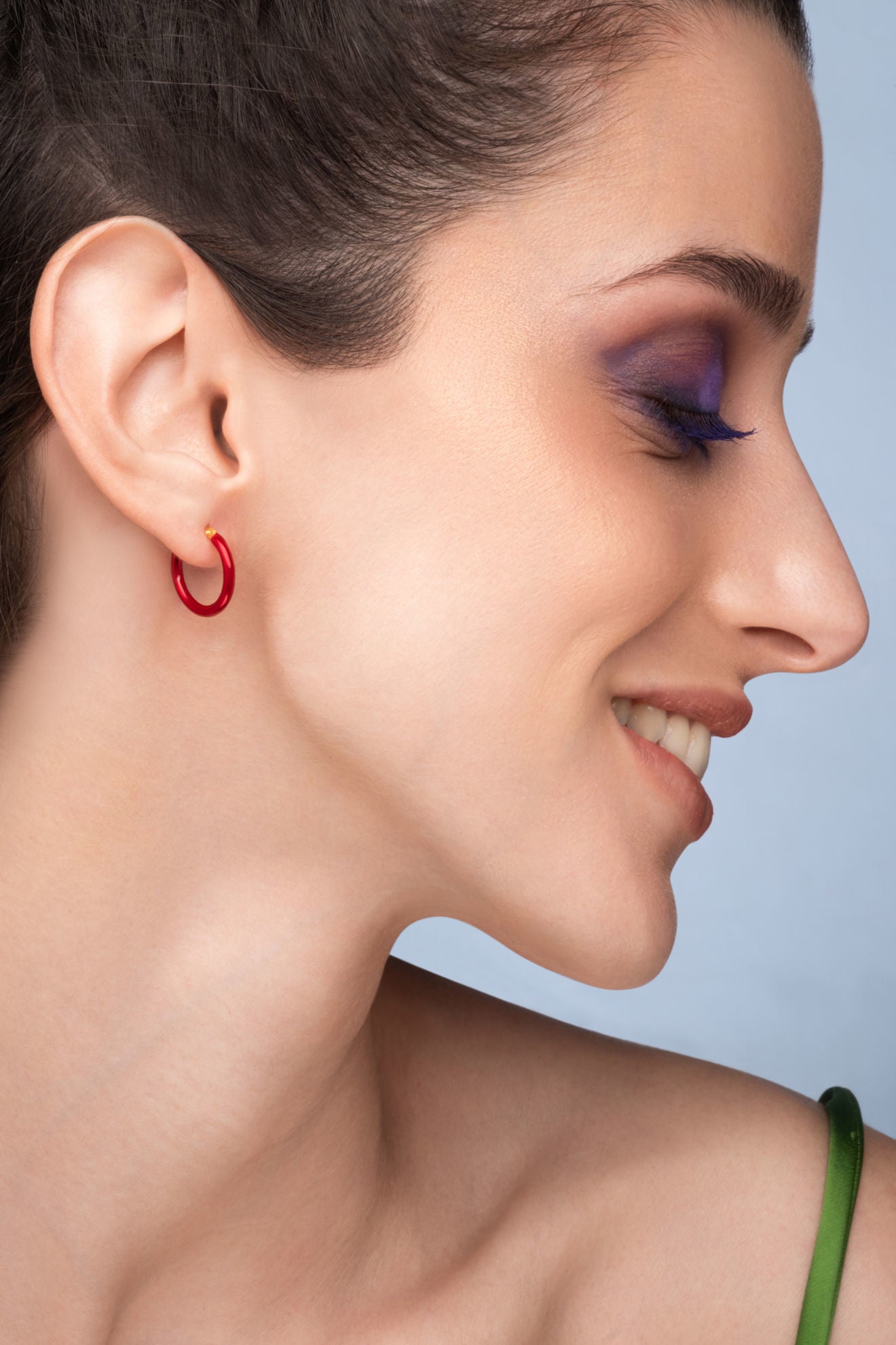 Σκουλαρίκια κρίκοι Pop 23 από επιχρυσωμένο ασήμι 925° με κόκκινο σμάλτο Εικόνα 2