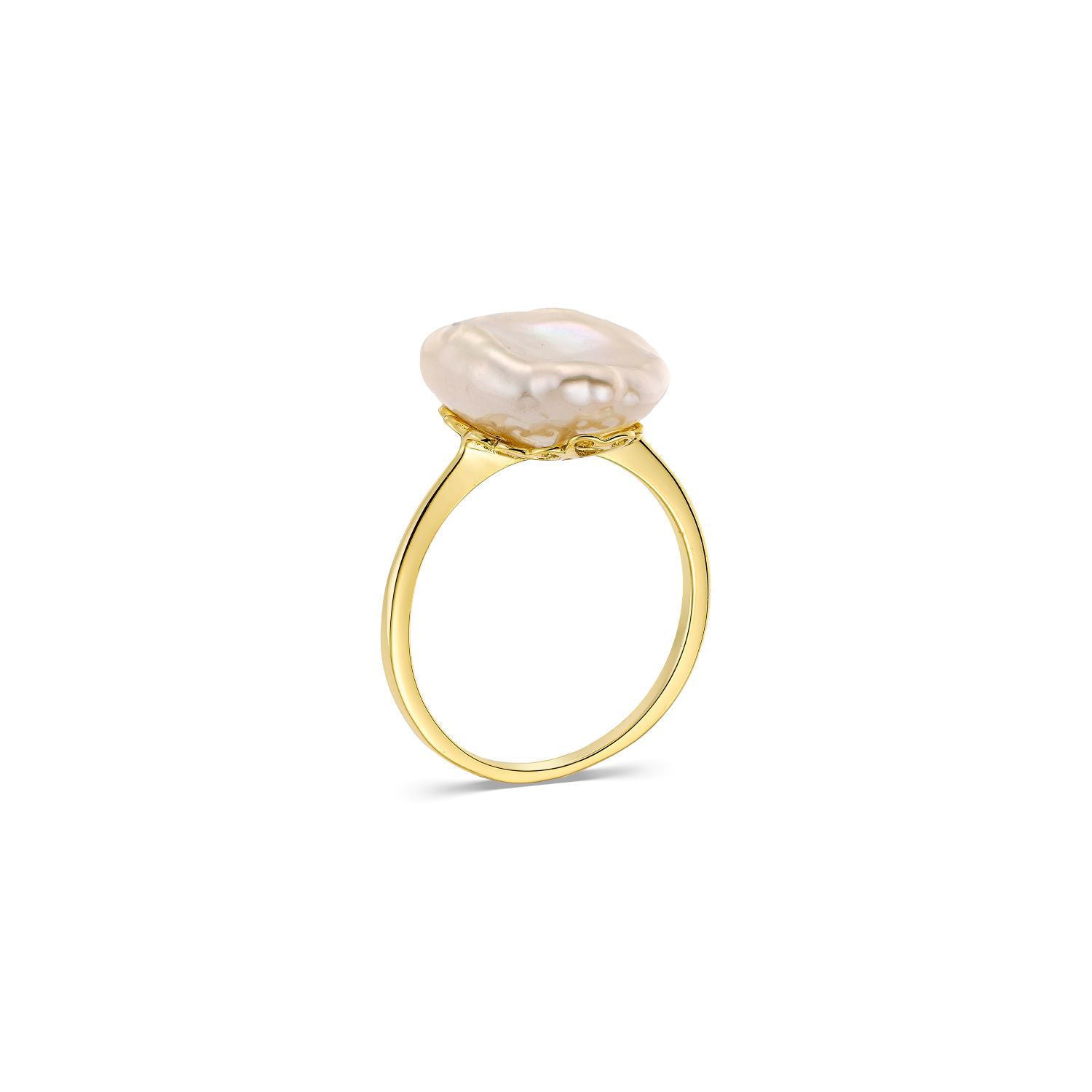 Δαχτυλίδι Pearls από επιχρυσωμένο ασήμι 925° με μαργαριτάρι μπαρόκ Εικόνα 1