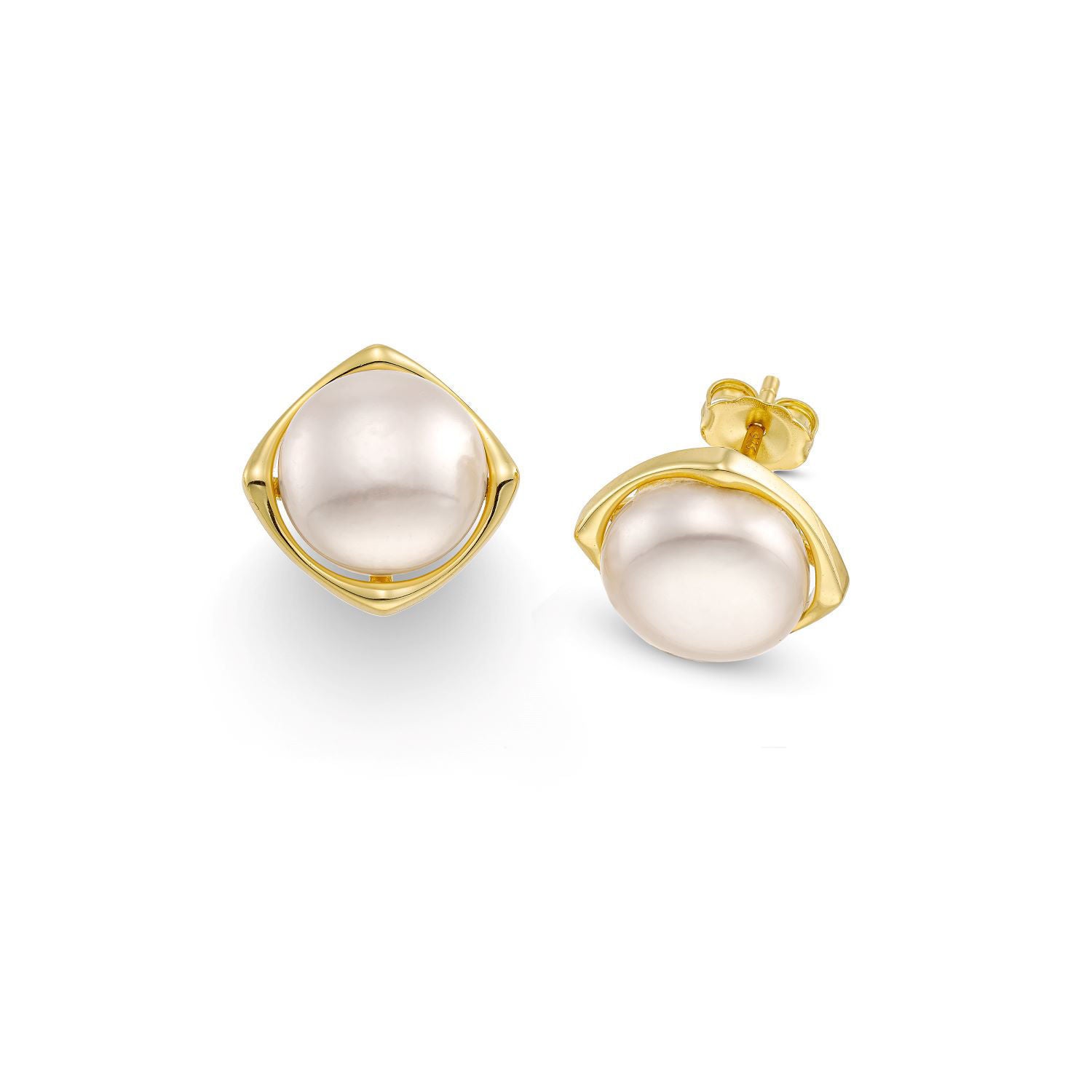 Σκουλαρίκια Pearls από επιχρυσωμένο ασήμι 925° με freshwater pearls Εικόνα 1