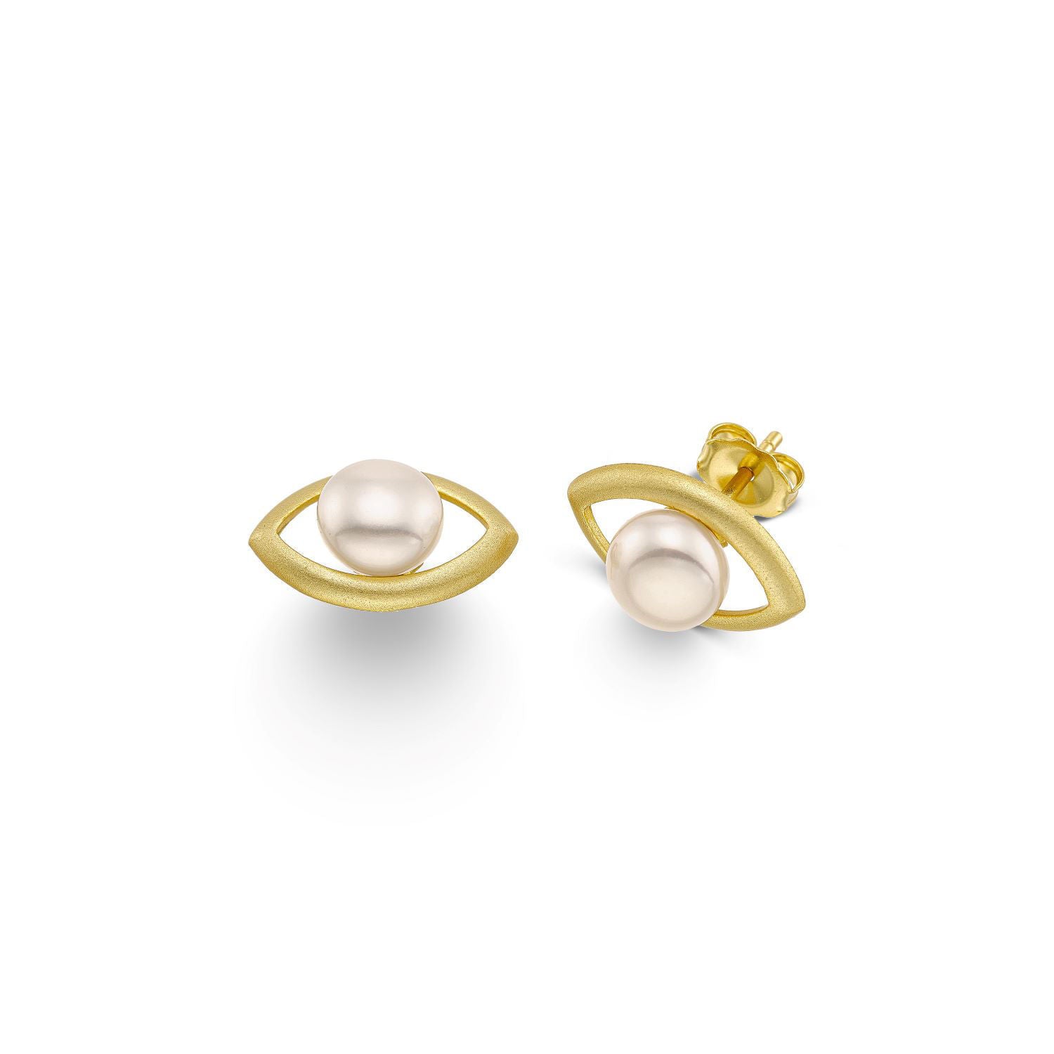 Σκουλαρίκια Pearls από επιχρυσωμένο ασήμι 925° με freshwater pearls Εικόνα 1
