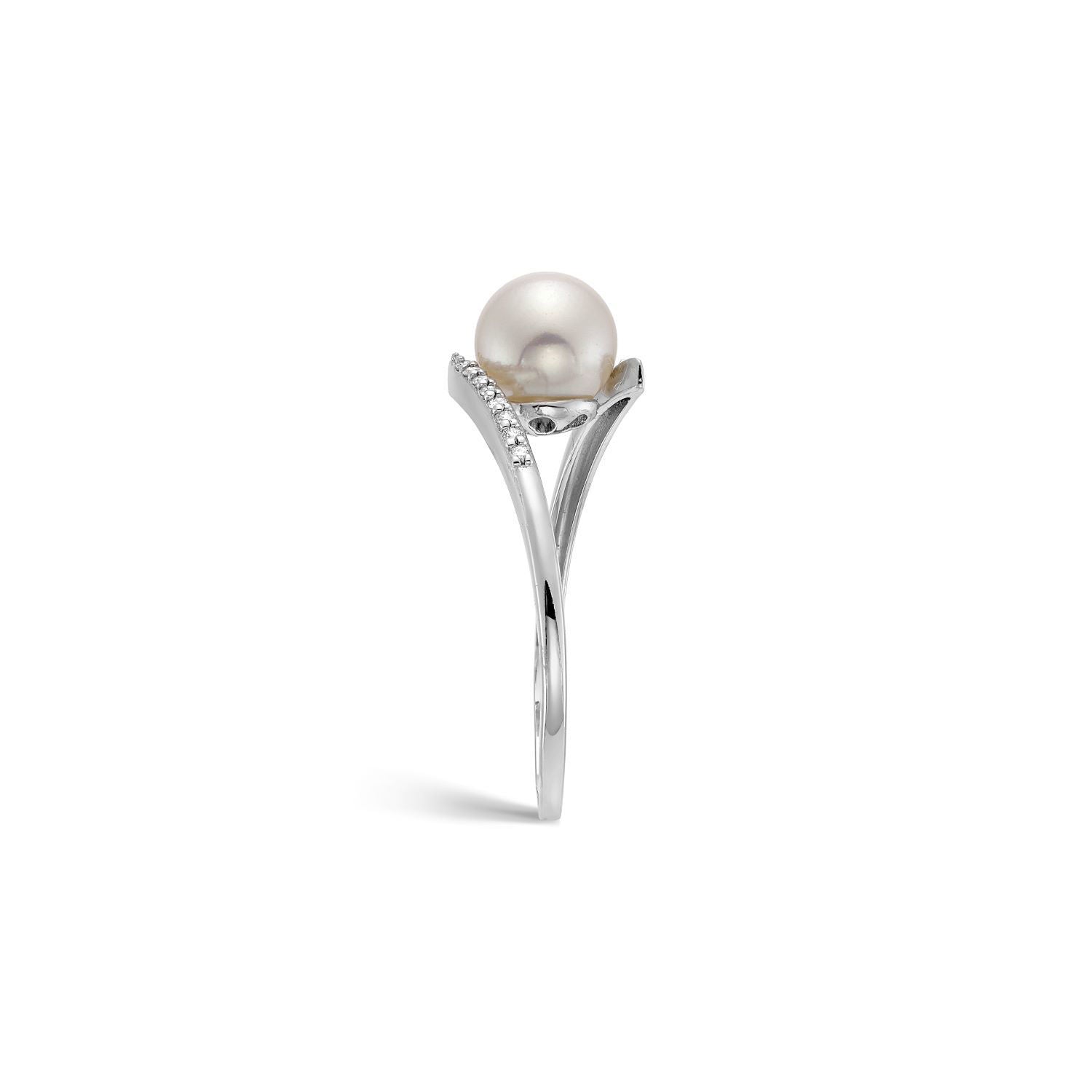 Δαχτυλίδι Pearls από λευκό χρυσό 18K με freshwater pearl και διαμάντια μπριγιάν Εικόνα 3