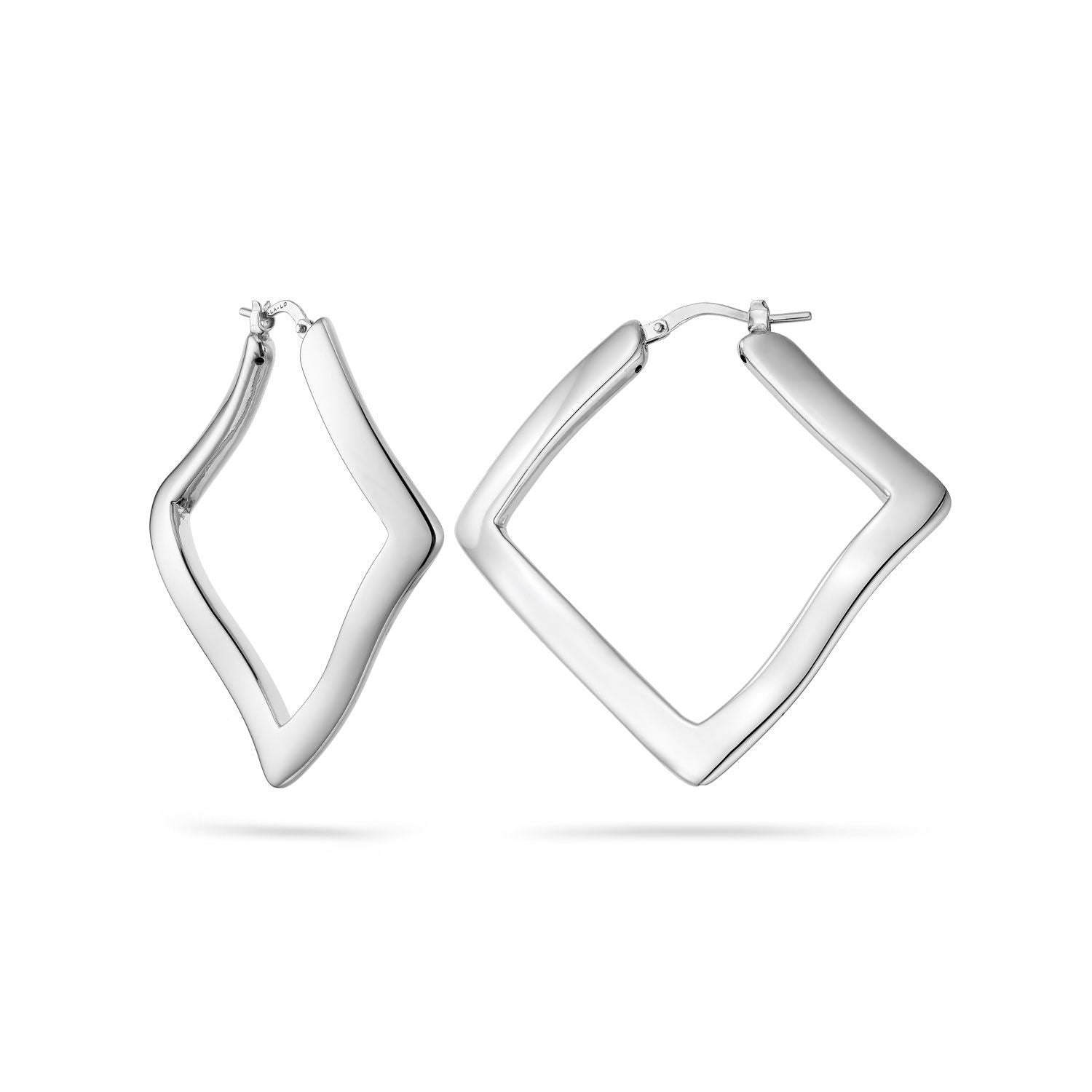 Σκουλαρίκια κρίκοι Reflections από επιροδιωμένο ασήμι 925° Εικόνα 1