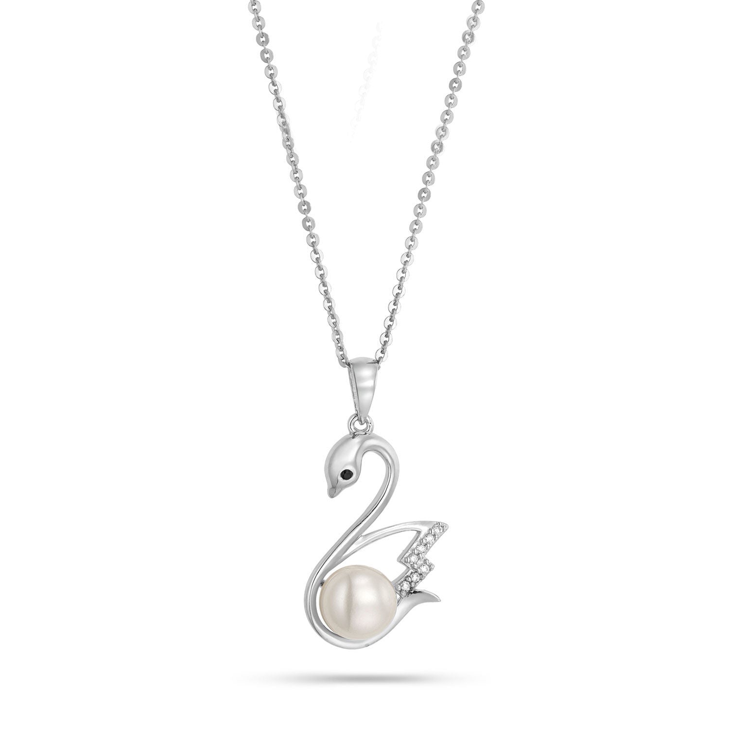 Κολιέ Pearls από επιροδιωμένο ασήμι 925° με freshwater pearl και ζιργκόν Εικόνα 1