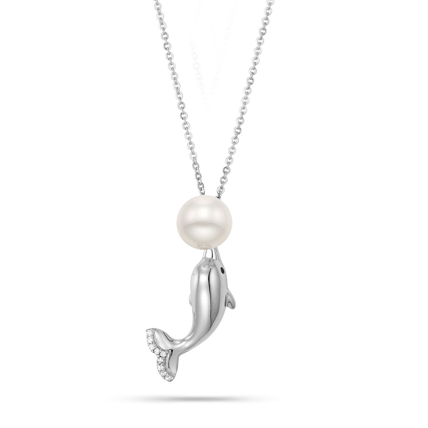 Κολιέ Pearls από επιροδιωμένο ασήμι 925° με freshwater pearl και ζιργκόν Εικόνα 1