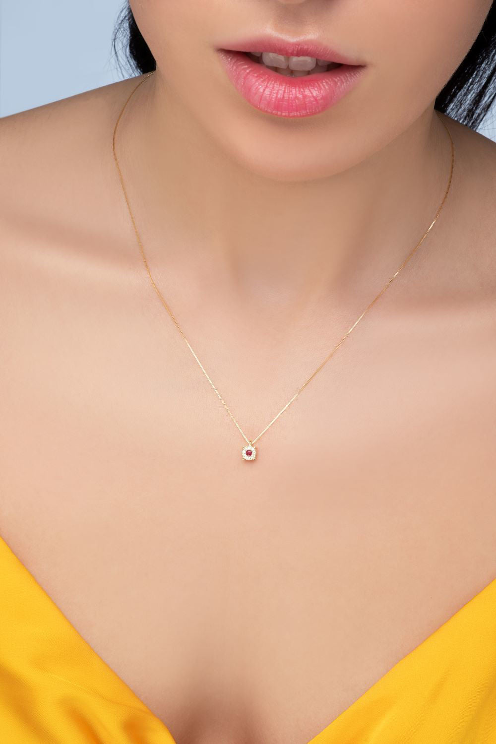 Κολιέ Gems από χρυσό 18K με ρουμπίνι και διαμάντια μπριγιάν Εικόνα 3