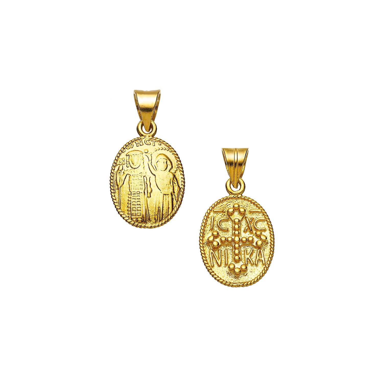 Φυλαχτό Κωνσταντινάτο διπλής όψεως από επιχρυσωμένο ασήμι 925° Εικόνα 1