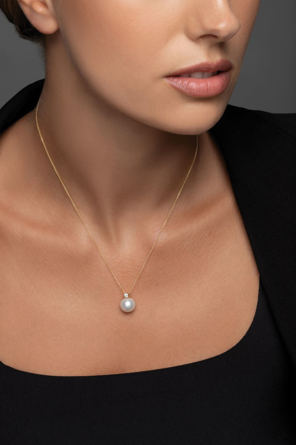 Μενταγιόν Pearls από χρυσό 18K με freshwater pearl και διαμάντι μπριγιάν Εικόνα 2