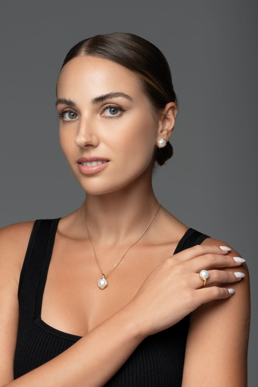 Κολιέ Pearls από επιχρυσωμένο ασήμι 925° με freshwater pearl Εικόνα 2