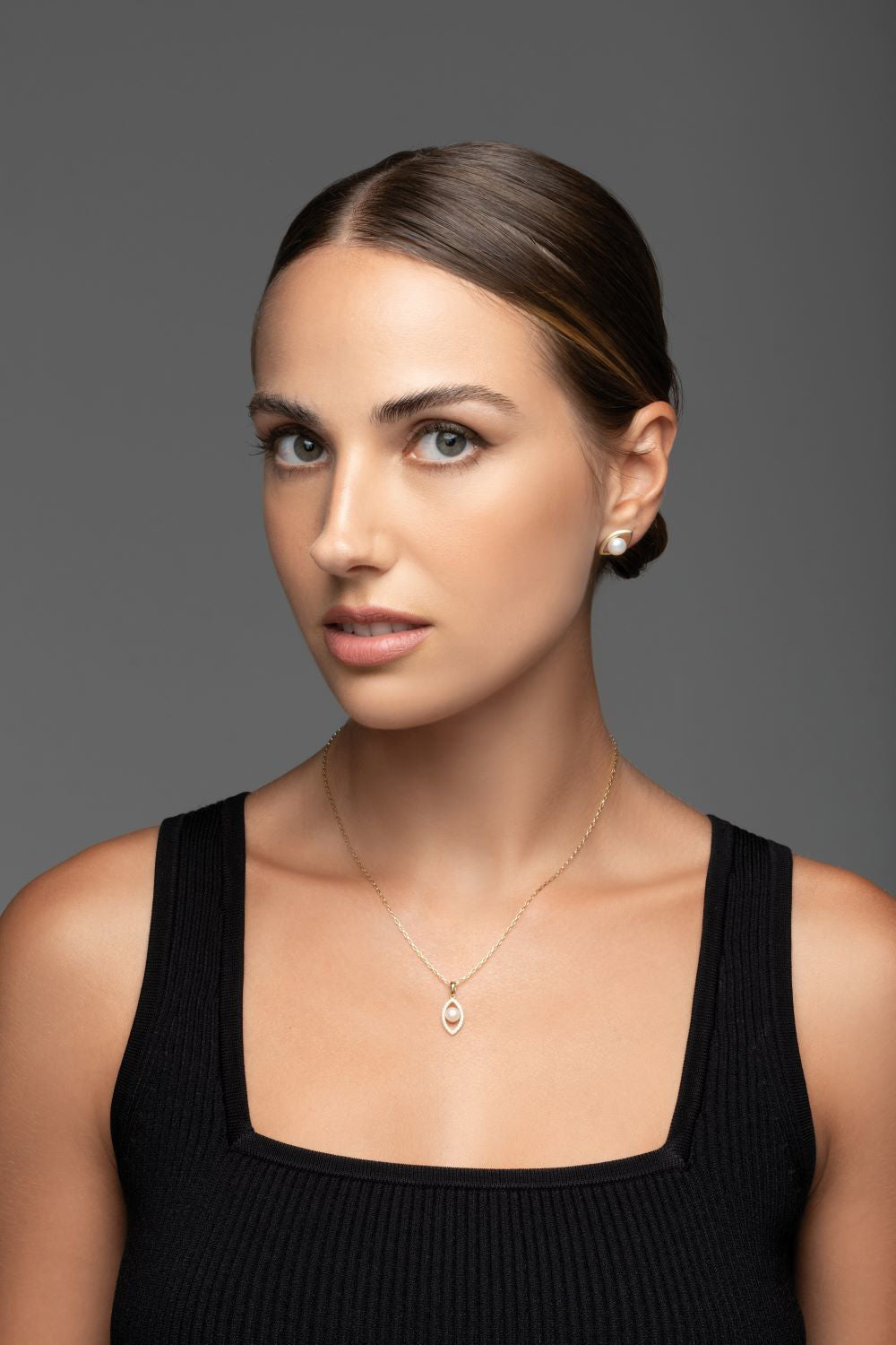 Κολιέ Pearls από επιχρυσωμένο ασήμι 925° με freshwater pearl και ζιργκόν Εικόνα 2