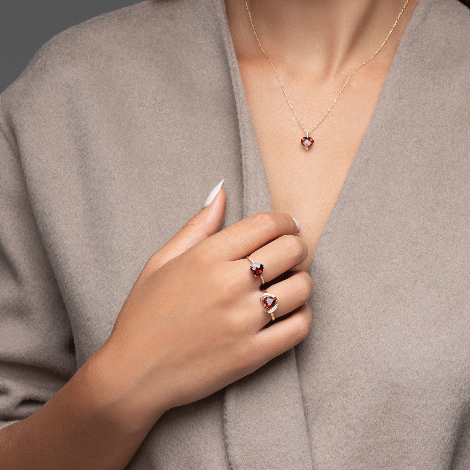 Δαχτυλίδι Secret Garden από χρυσό 18K με γρανάτη και διαμάντια μπριγιάν Εικόνα 3