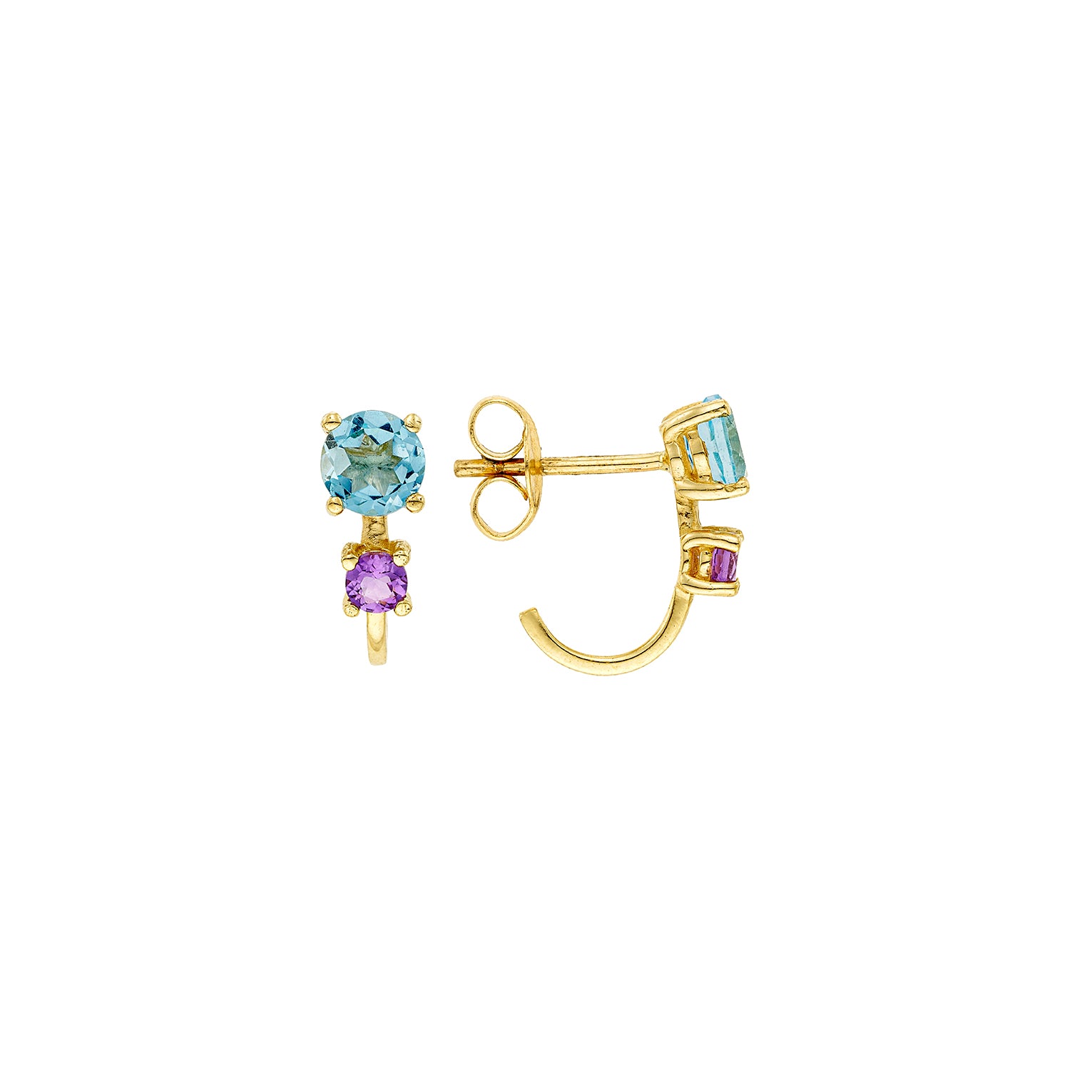 Σκουλαρίκια Secret Garden από χρυσό 14K με blue topaz και αμέθυστο Εικόνα 1