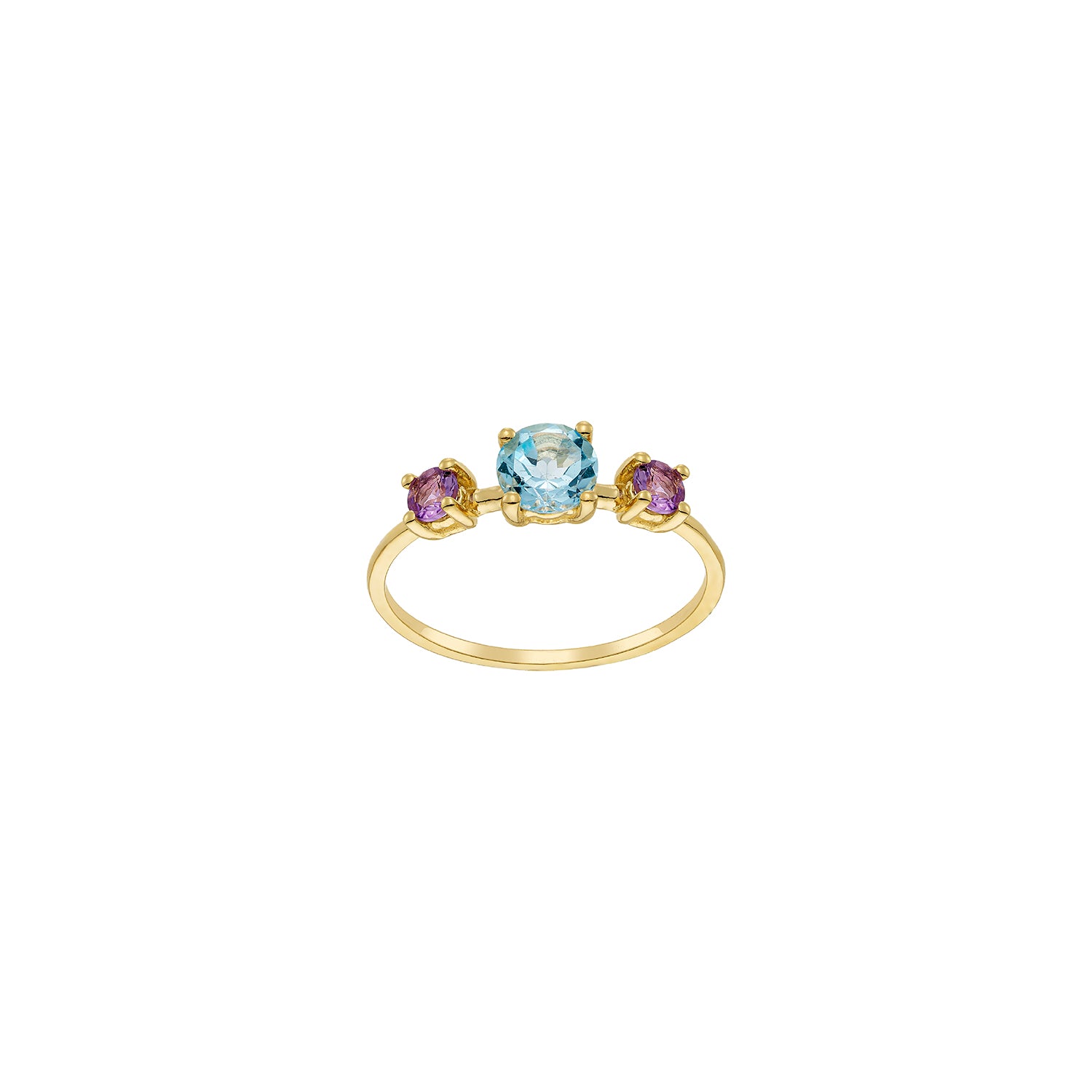 Δαχτυλίδι Secret Garden από χρυσό 14K με blue topaz και αμέθυστο Εικόνα 1
