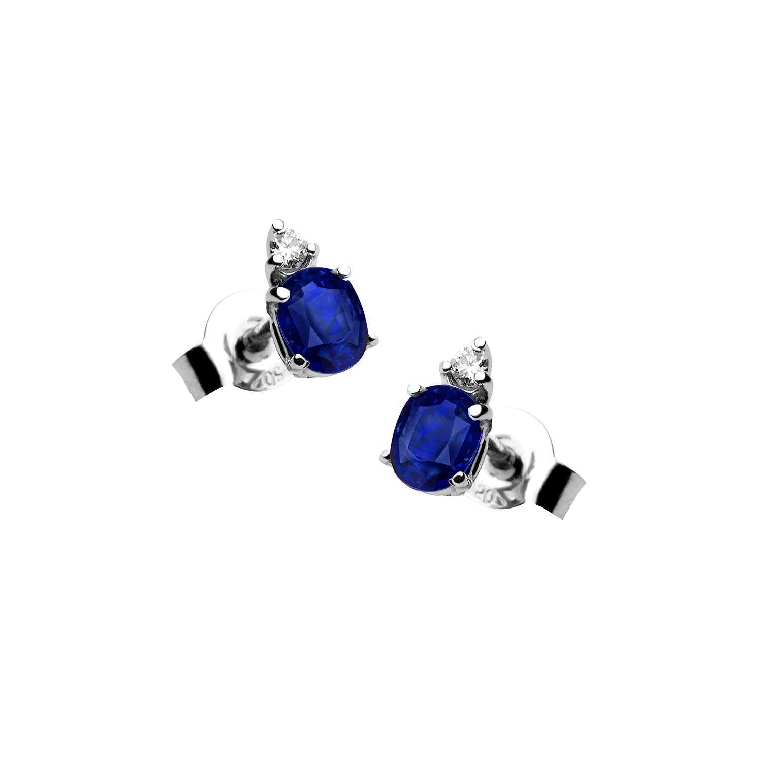 Σκουλαρίκια Gems από λευκό χρυσό 18K με ζαφείρια και διαμάντια μπριγιάν Εικόνα 1