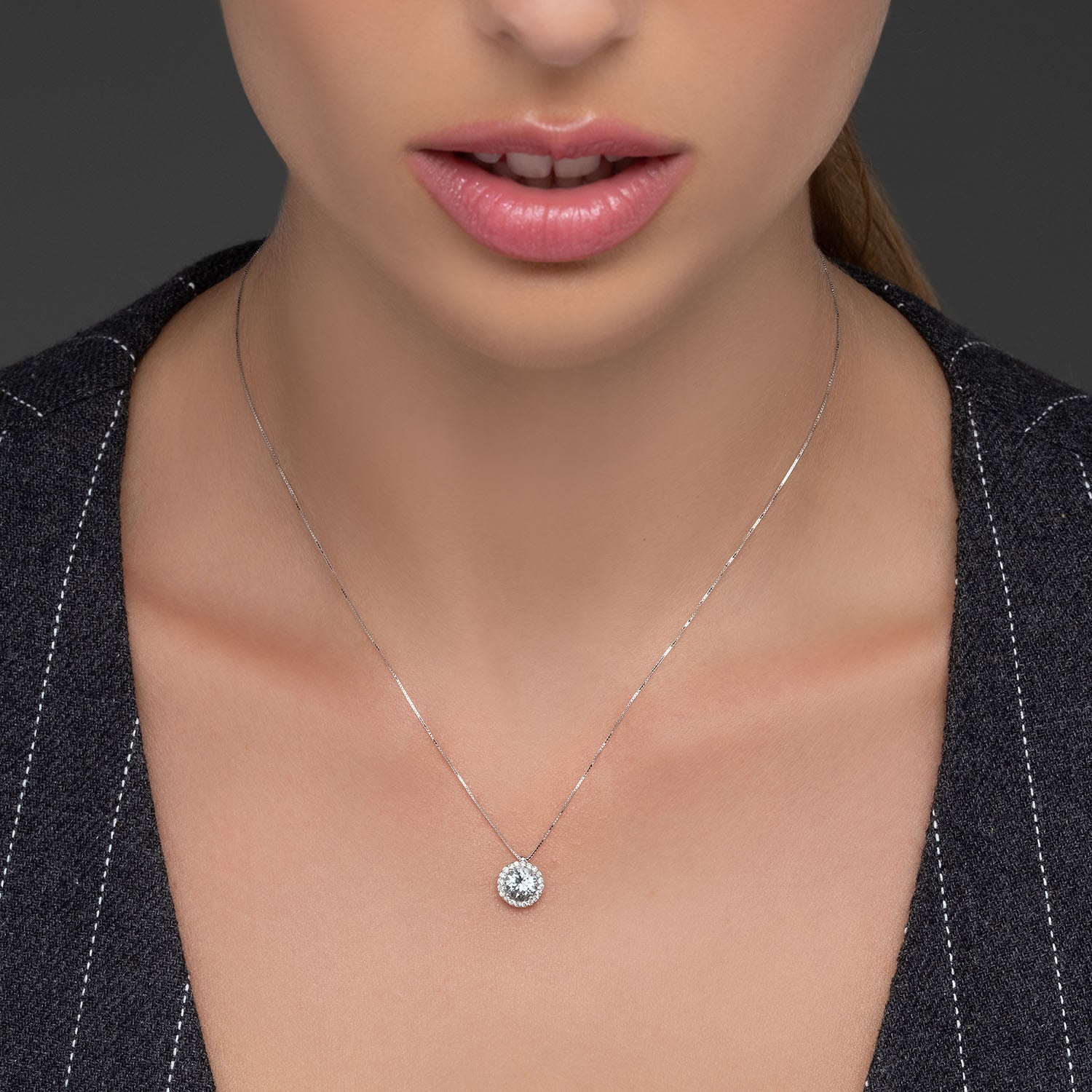 Κολιέ Gems από λευκό χρυσό 18K με ακουαμαρίνα και διαμάντια μπριγιάν Εικόνα 2