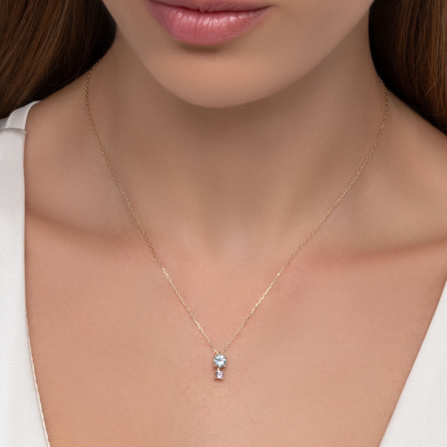 Κολιέ Secret Garden από χρυσό 14K με blue topaz και αμέθυστο Εικόνα 2