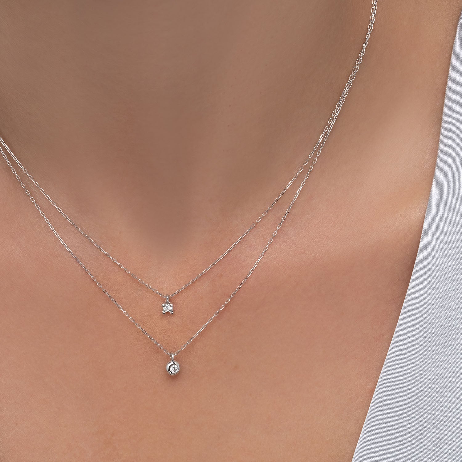 Κολιέ Diamonds από λευκό χρυσό 18K με διαμάντια μπριγιάν Εικόνα 3