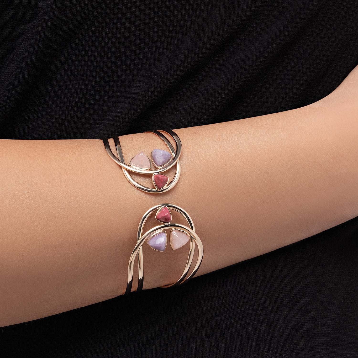 Βραχιόλι Secret Garden από χρυσό 18K με φωσφοσιδερίτη, μοργκανίτη και θουλίτη Εικόνα 2