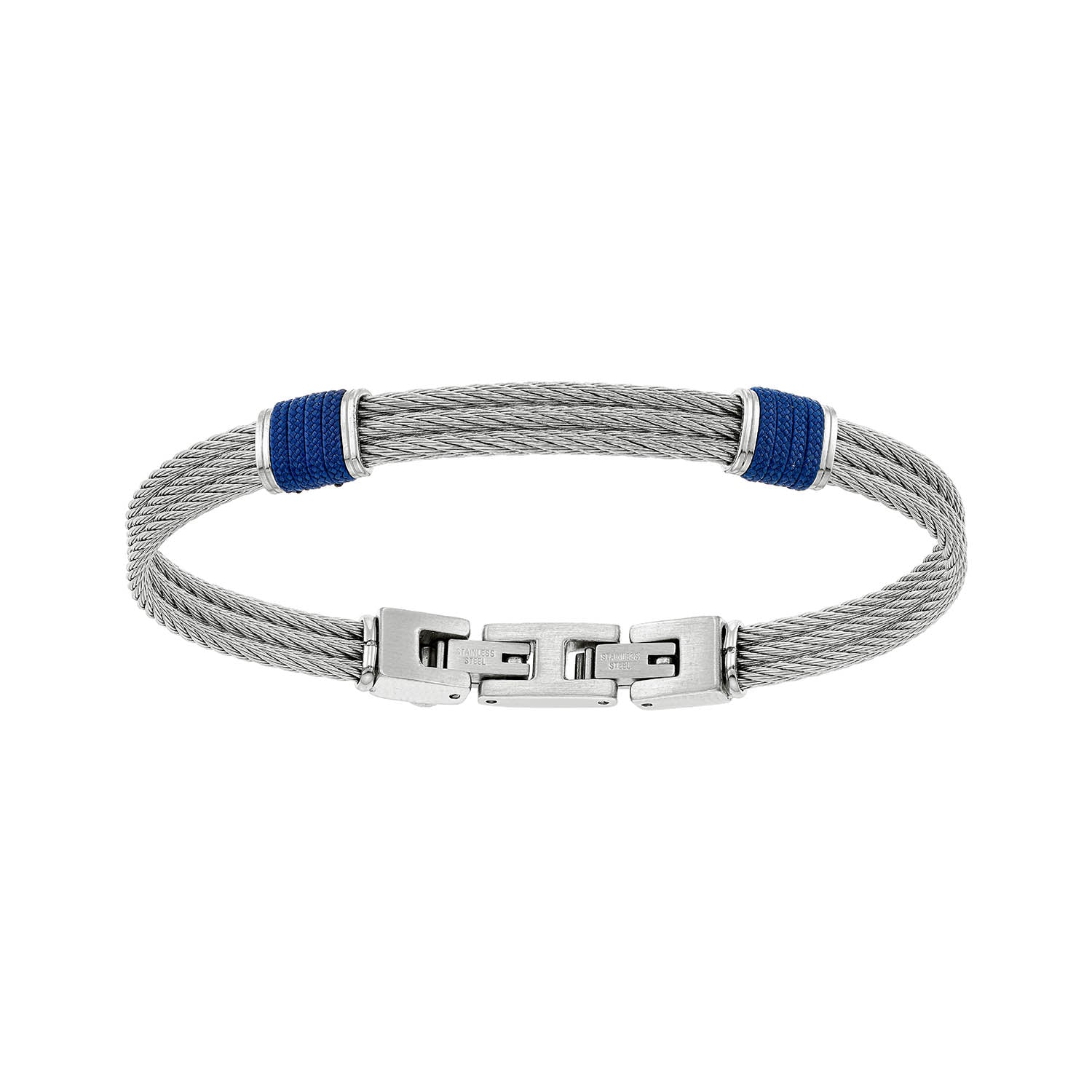 Ανδρικό βραχιόλι από ατσάλι και μπλε στοιχεία Εικόνα 1