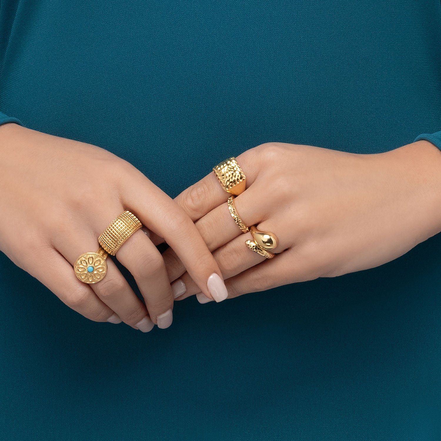 Δαχτυλίδι Artisanal από επιχρυσωμένο ασήμι 925° Εικόνα 3