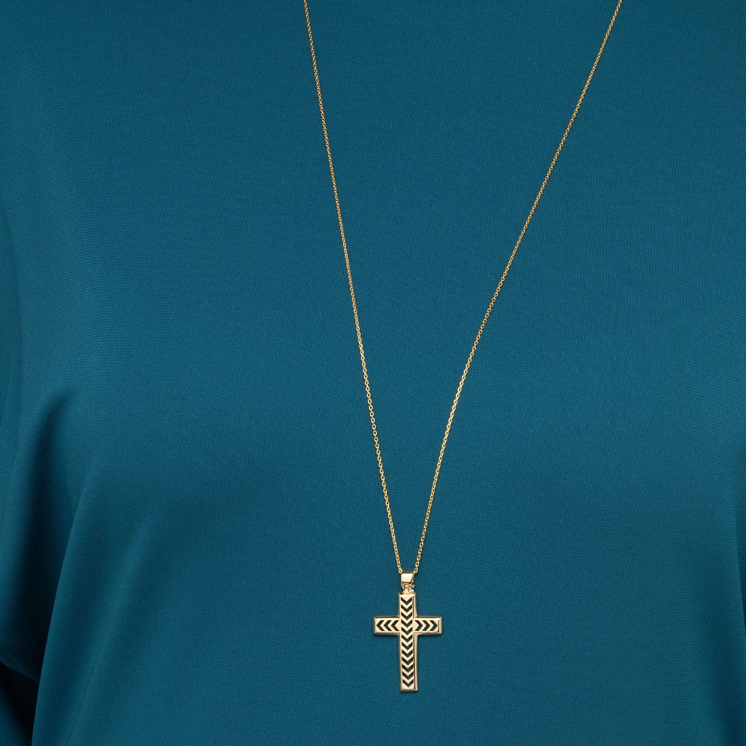 Σταυρός Artisanal από επιχρυσωμένο ασήμι 925° Εικόνα 2