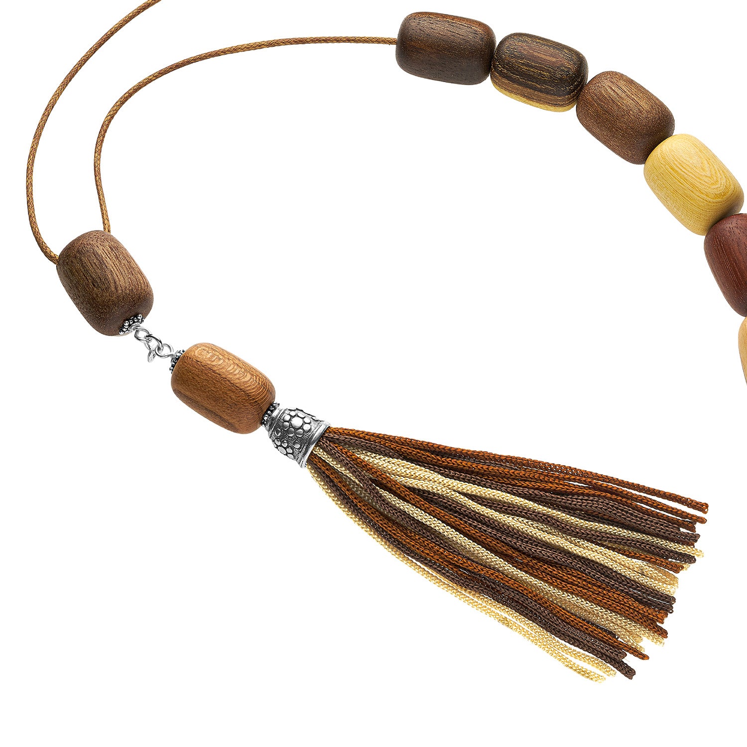 Χειροποίητο κομπολόι από 19 δέντρα της ελληνικής υπαίθρου, με στοιχεία από ασήμι 925° και φούντα από φυσικό μετάξι Εικόνα 2