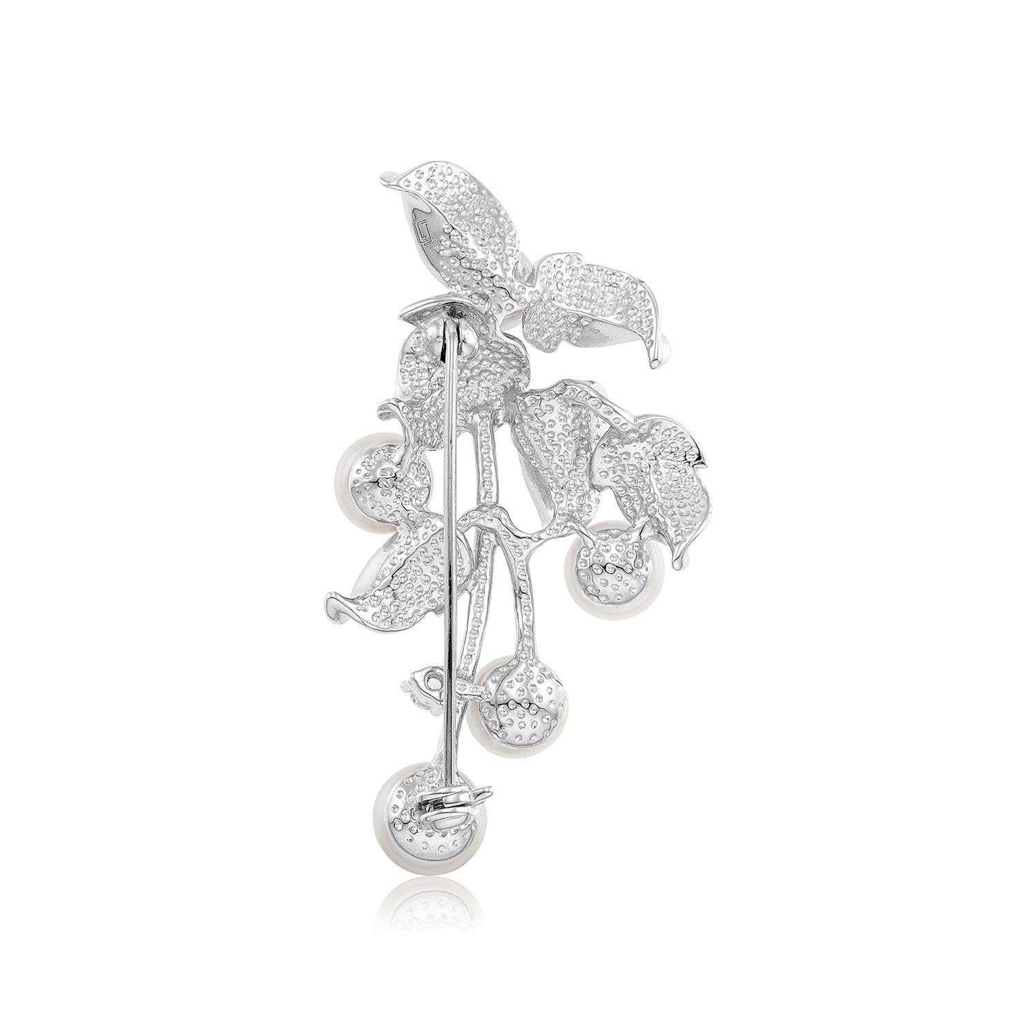 Καρφίτσα Pearls από επιροδιωμένο ασήμι 925° με freshwater pearls και ζιργκόν Εικόνα 3