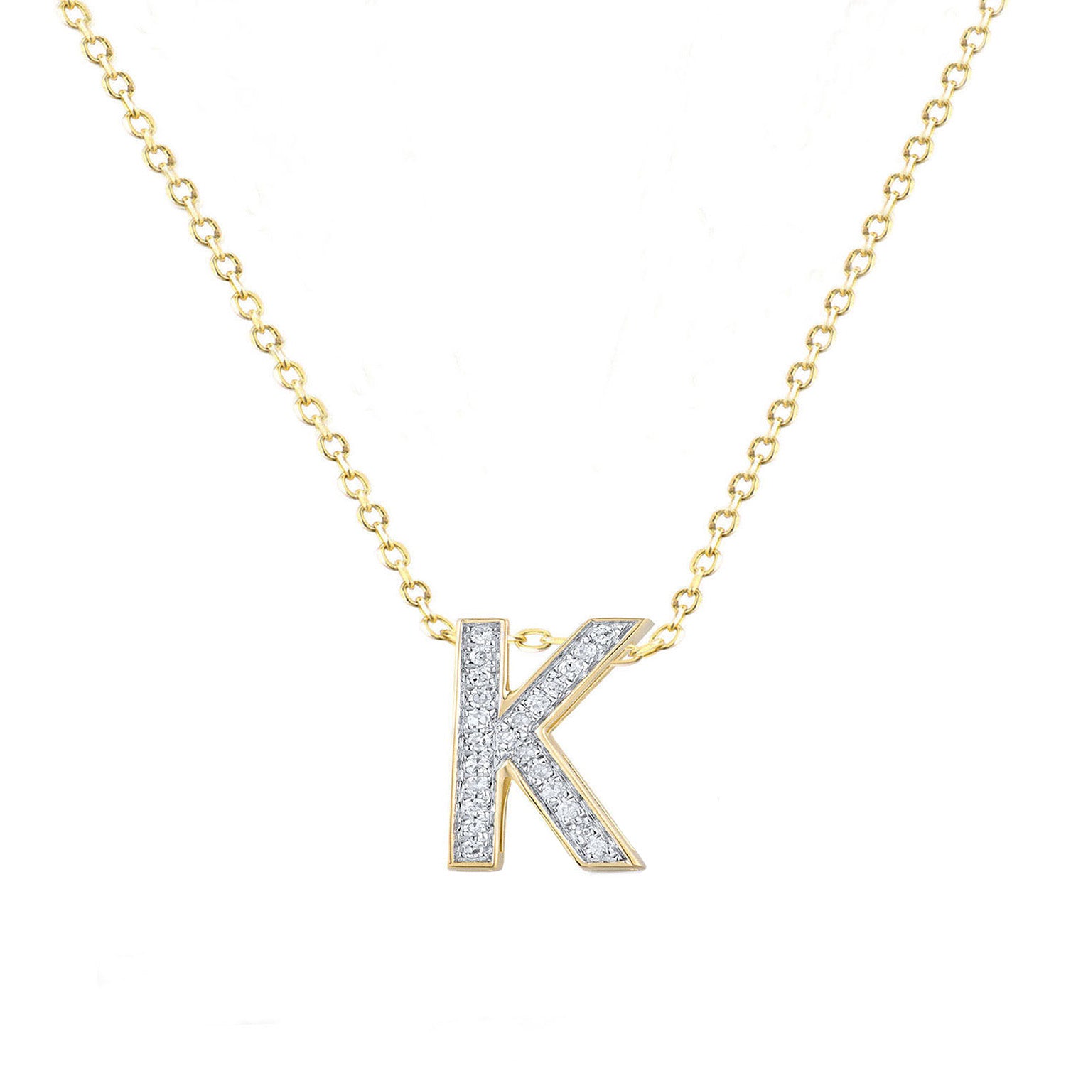 Μενταγιόν Alphabet γράμμα ''Κ'' από χρυσό 14Κ με διαμάντια μπριγιάν