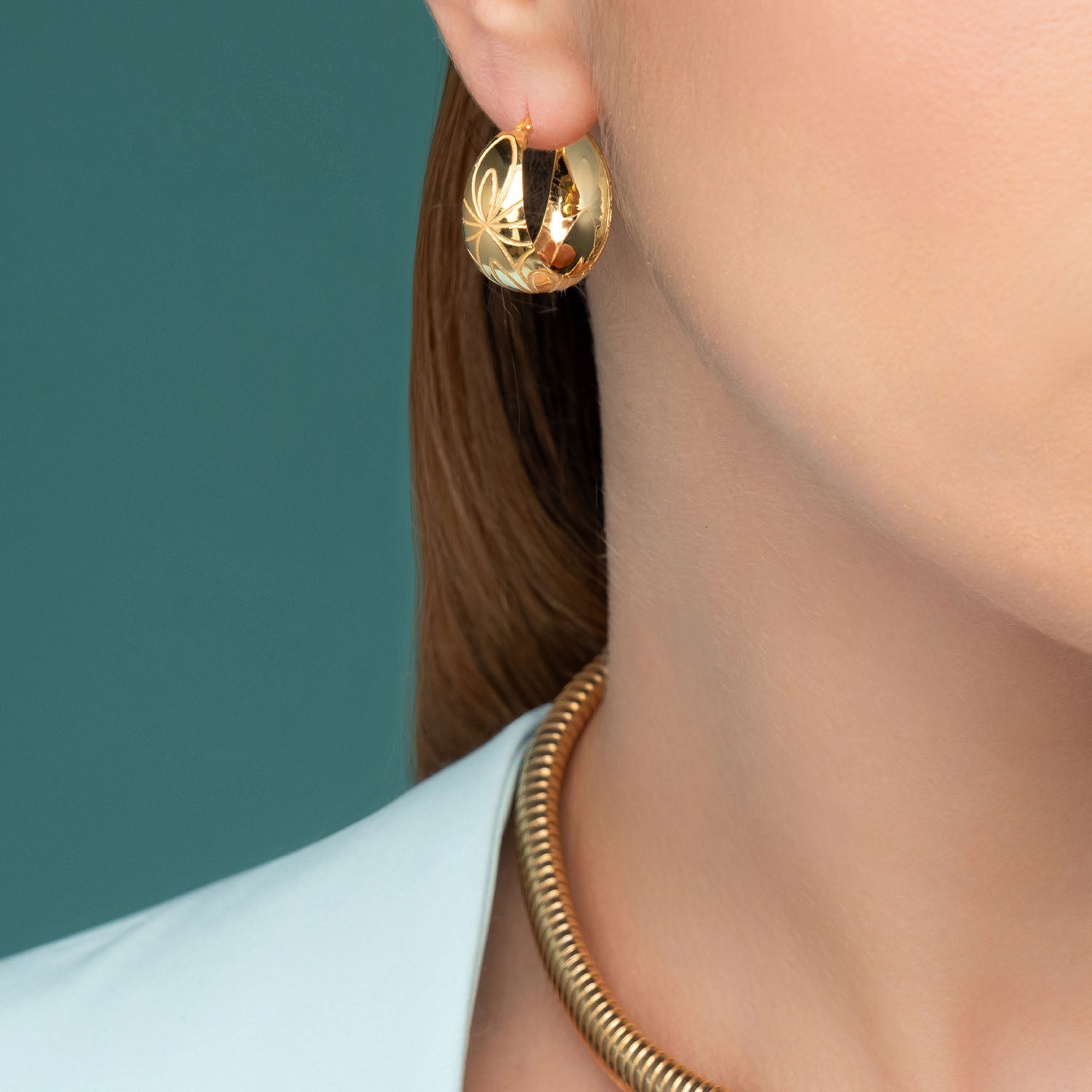 Σκουλαρίκια κρίκοι Reflections από επιχρυσωμένο ασήμι 925° Εικόνα 2