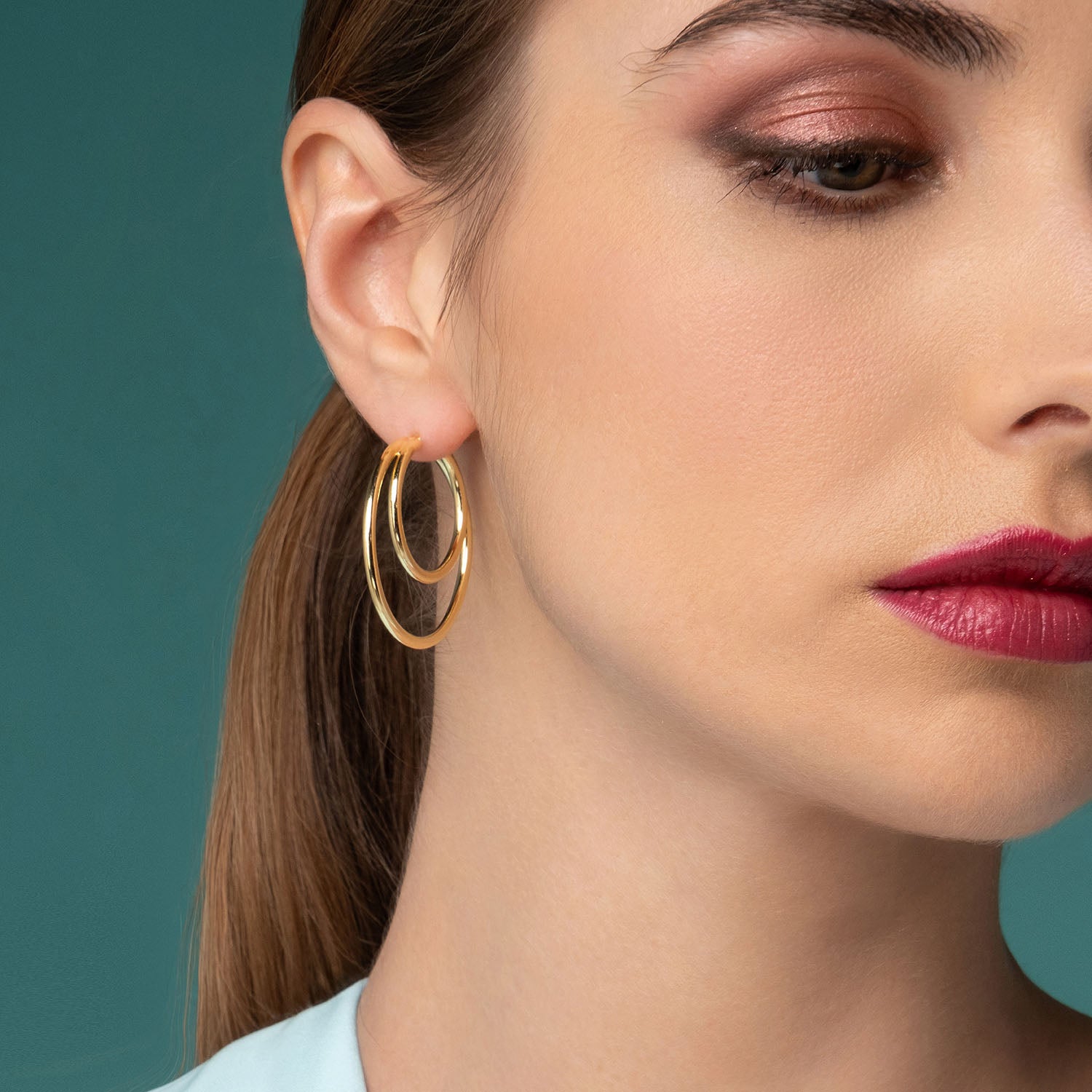 Σκουλαρίκια κρίκοι Reflections από επιχρυσωμένο ασήμι 925° Εικόνα 2