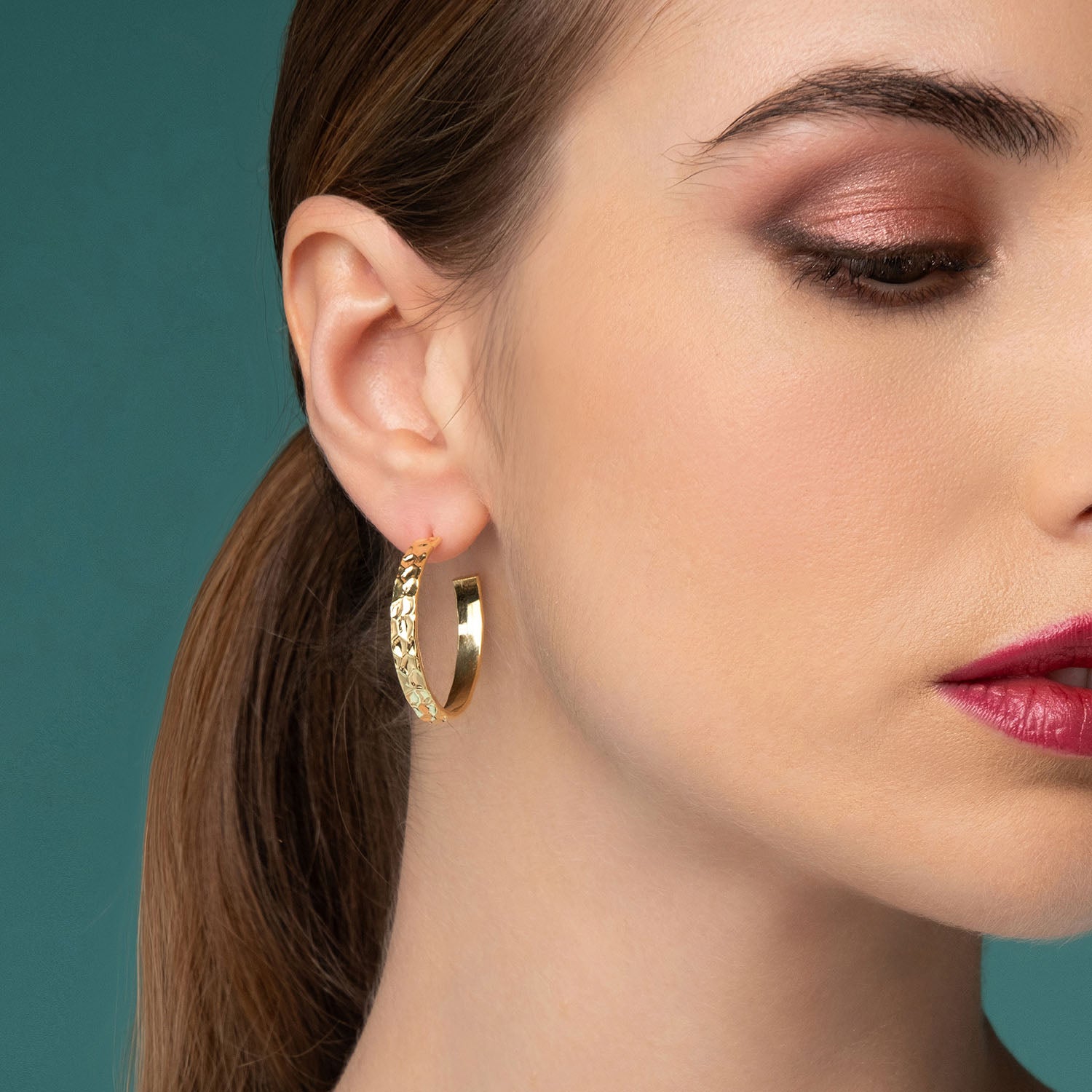 Σκουλαρίκια κρίκοι Reflections από επιχρυσωμένο ασήμι 925° Εικόνα 2