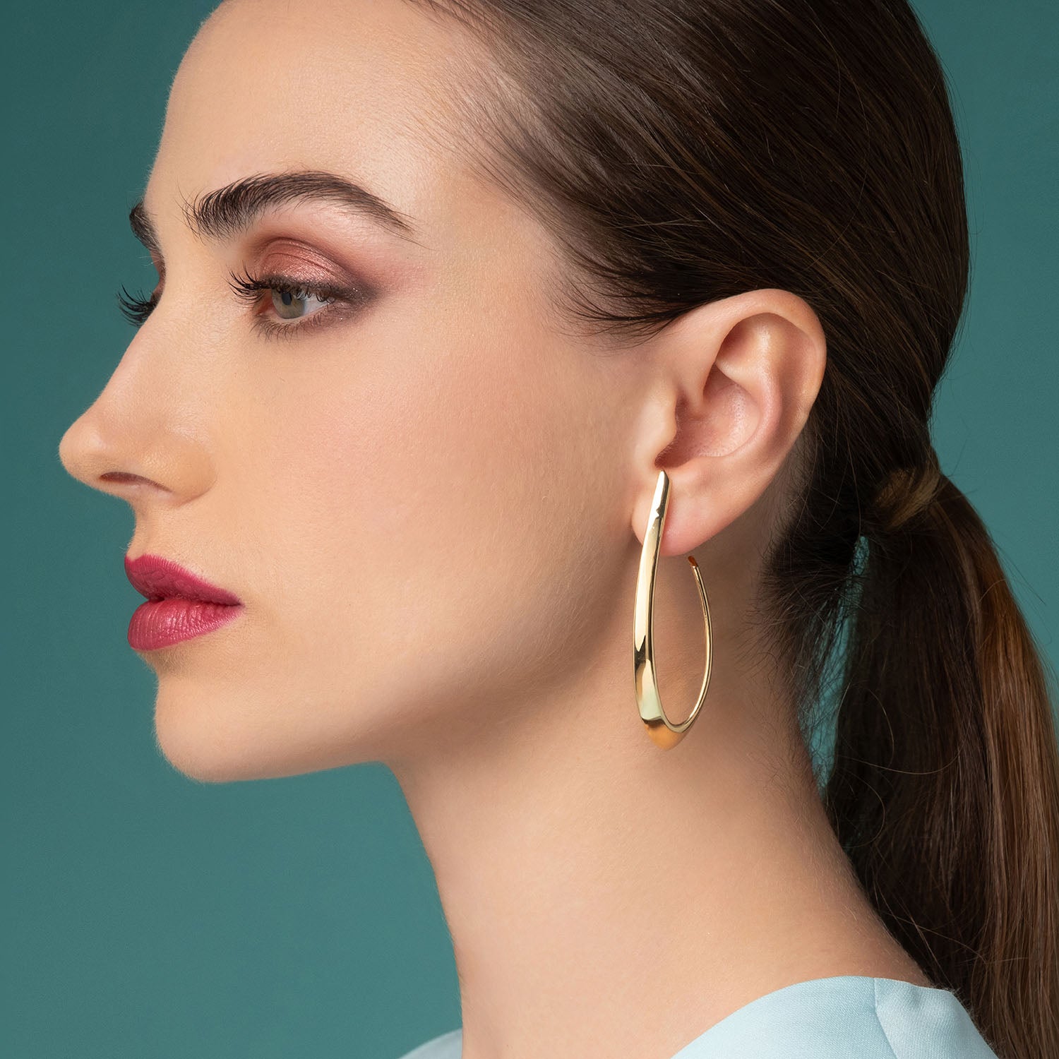 Σκουλαρίκια κρίκοι Reflections από επιχρυσωμένο ασήμι 925° Εικόνα 2