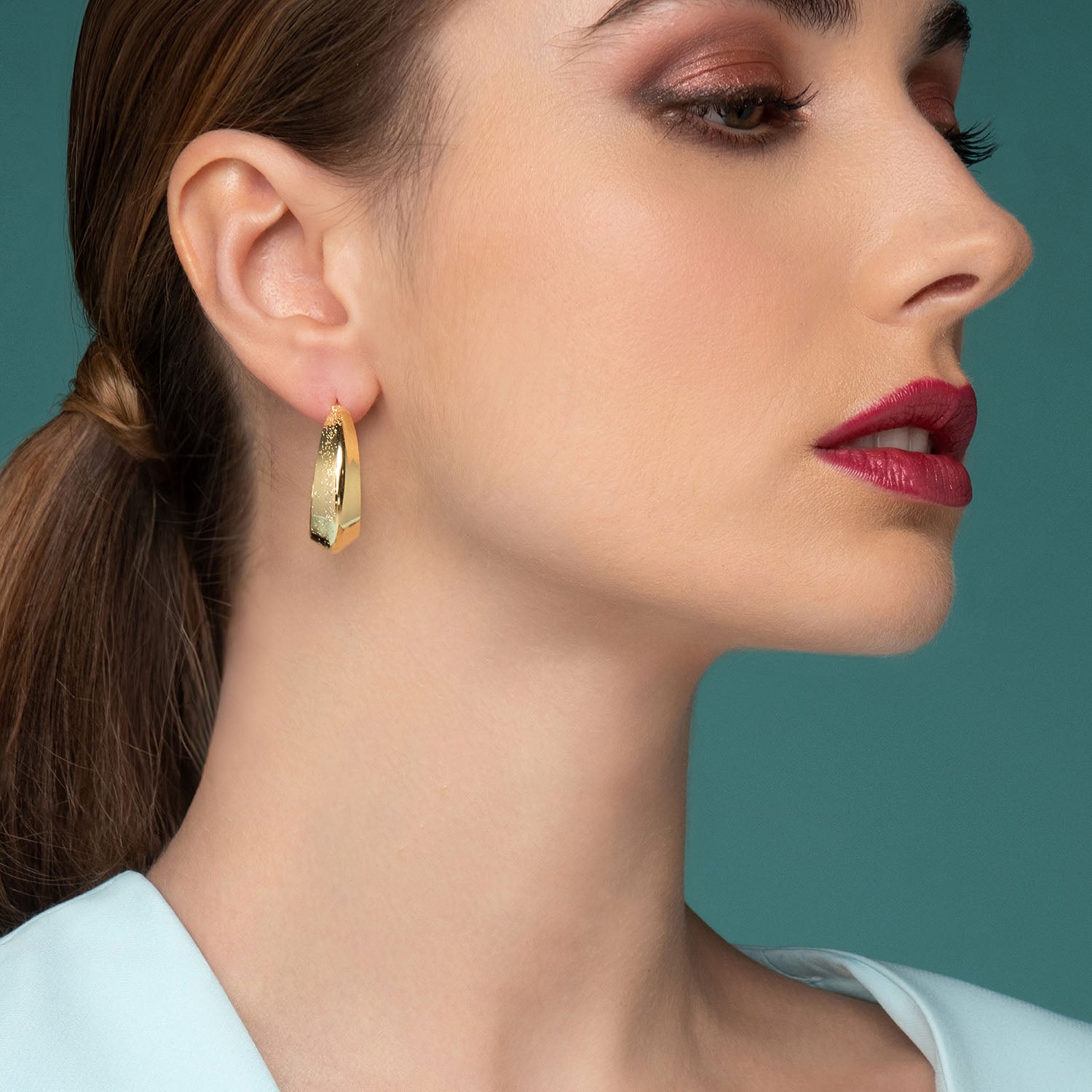 Σκουλαρίκια κρίκοι Reflections από επιχρυσωμένο ασήμι 925° Εικόνα 2